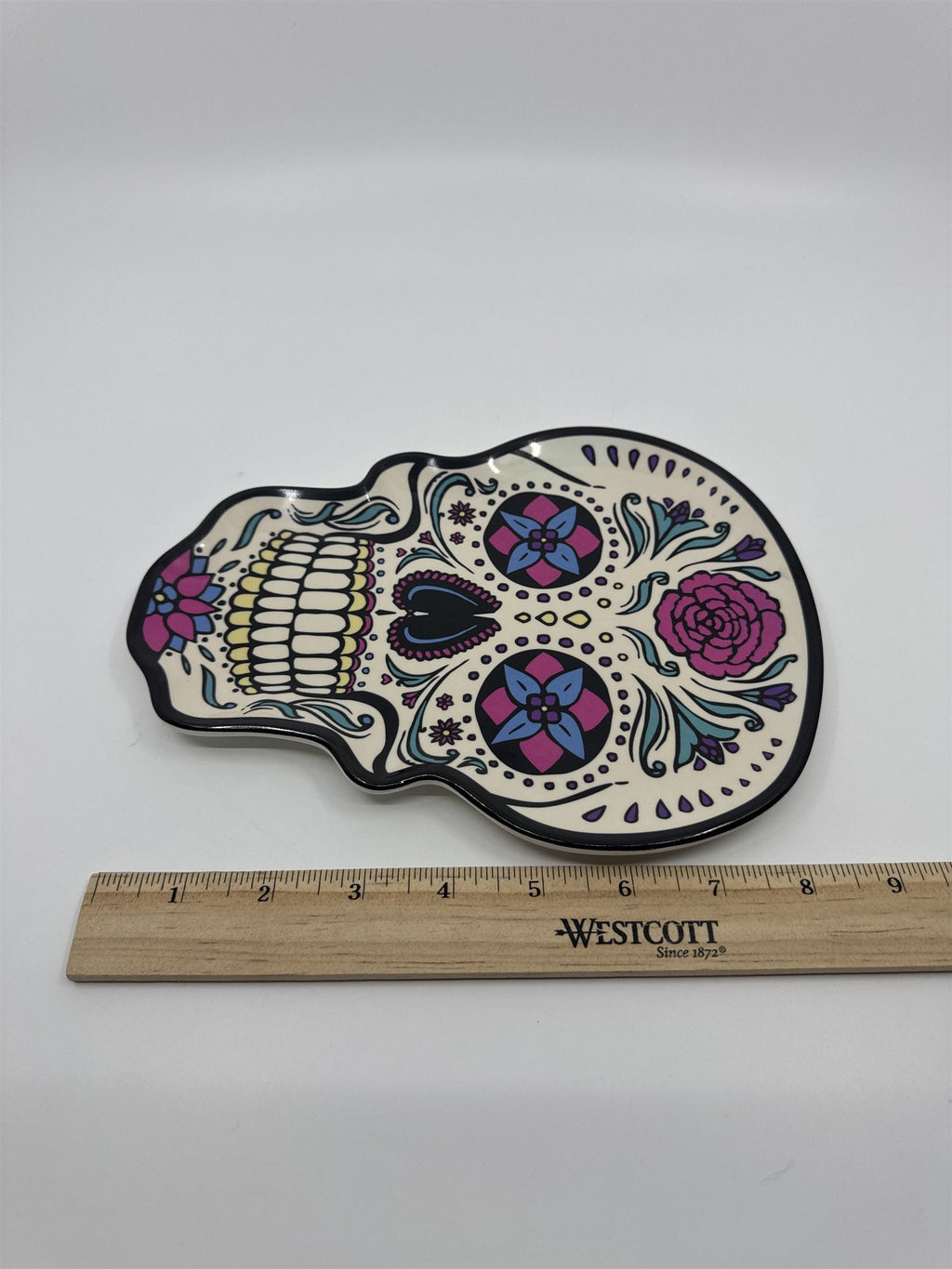 Day of The Dead/Halloween Sugar Skull Shaped Spoon Rest Plate Decor