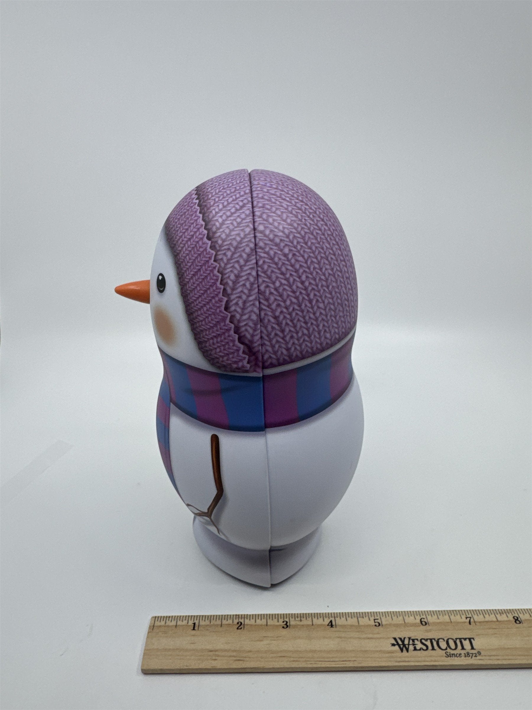 Christmas Snowman W/ Scarf Tin Storage/Candy Container Holiday Decor