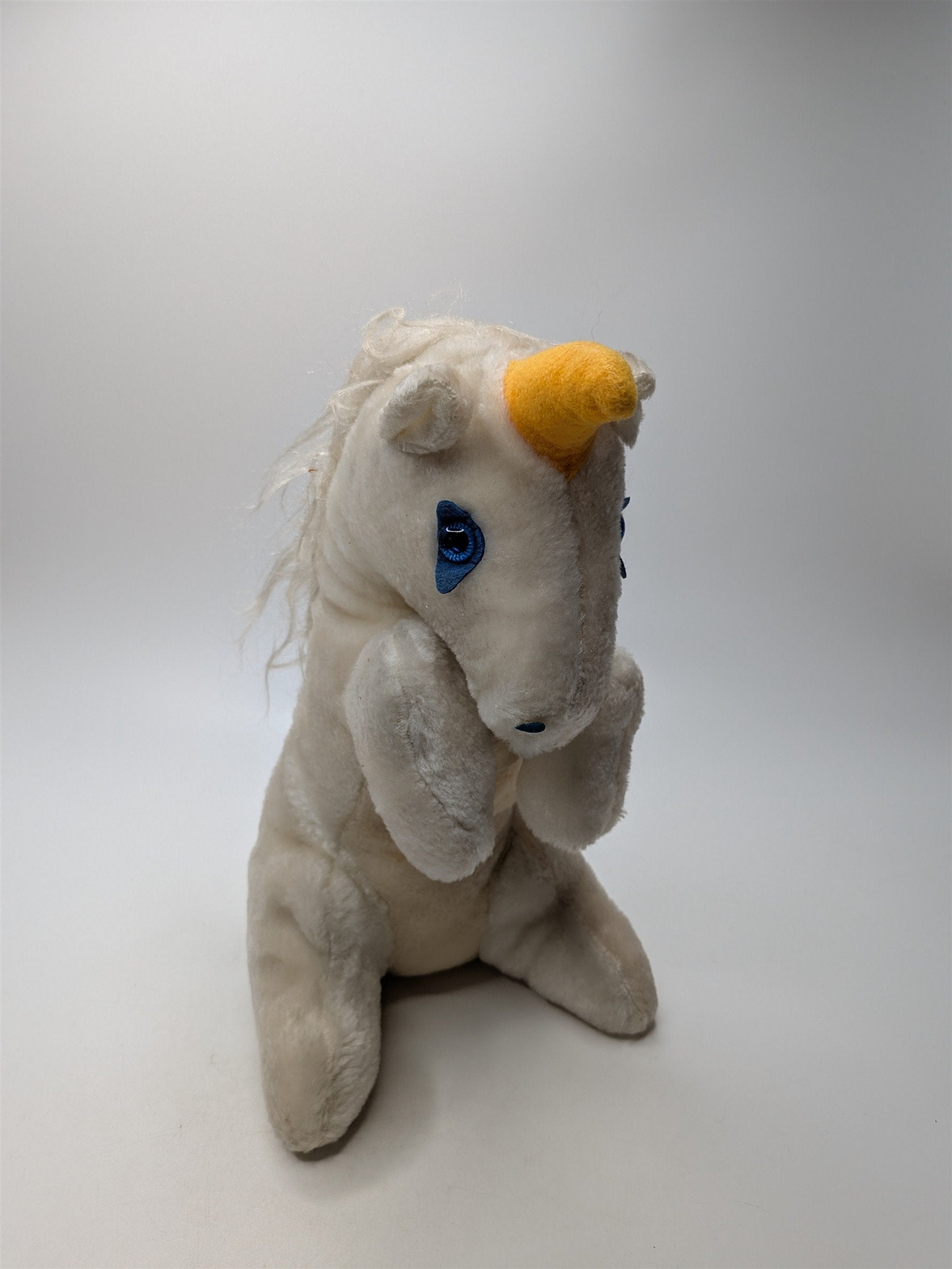 Vintage Etone International NJ Unicorn Stuffed Animal Plush /w Blue Eyes