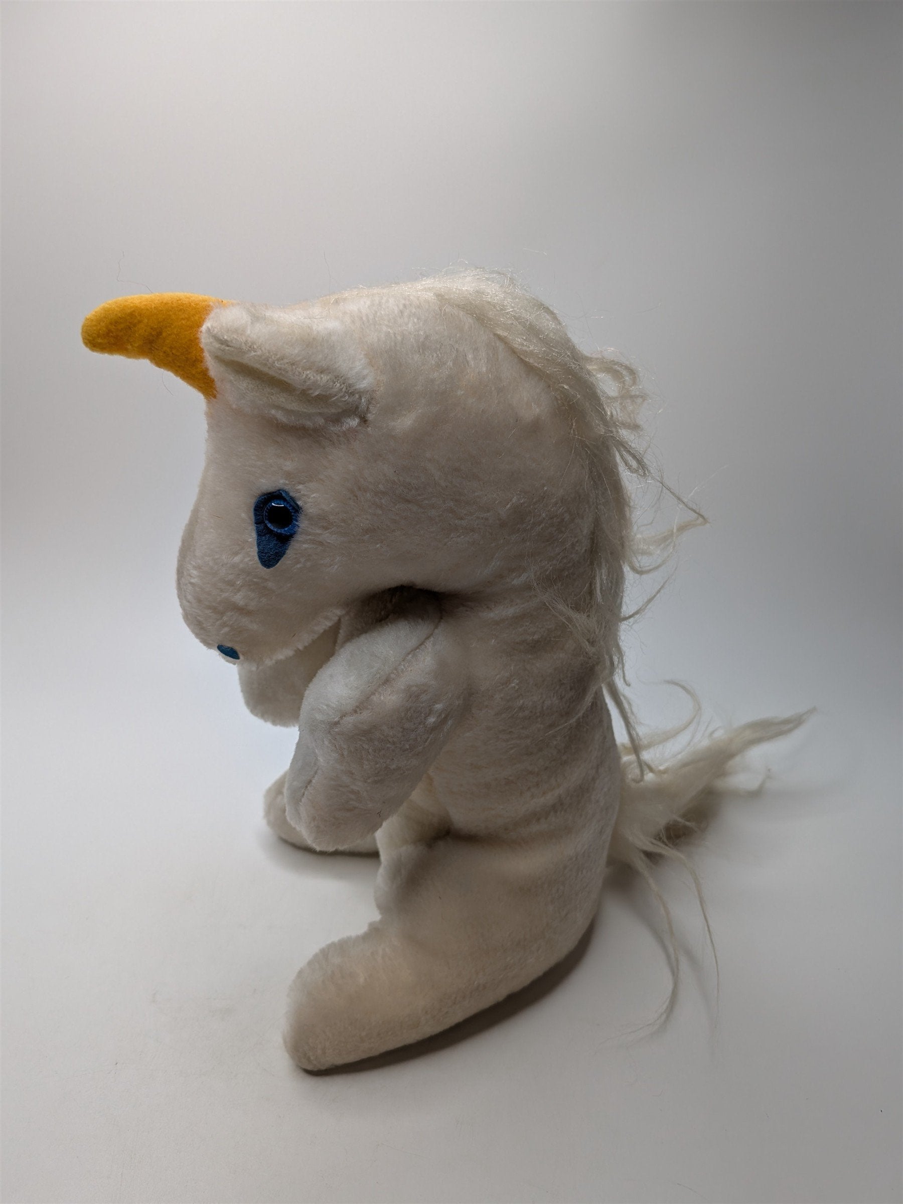 Vintage Etone International NJ Unicorn Stuffed Animal Plush /w Blue Eyes