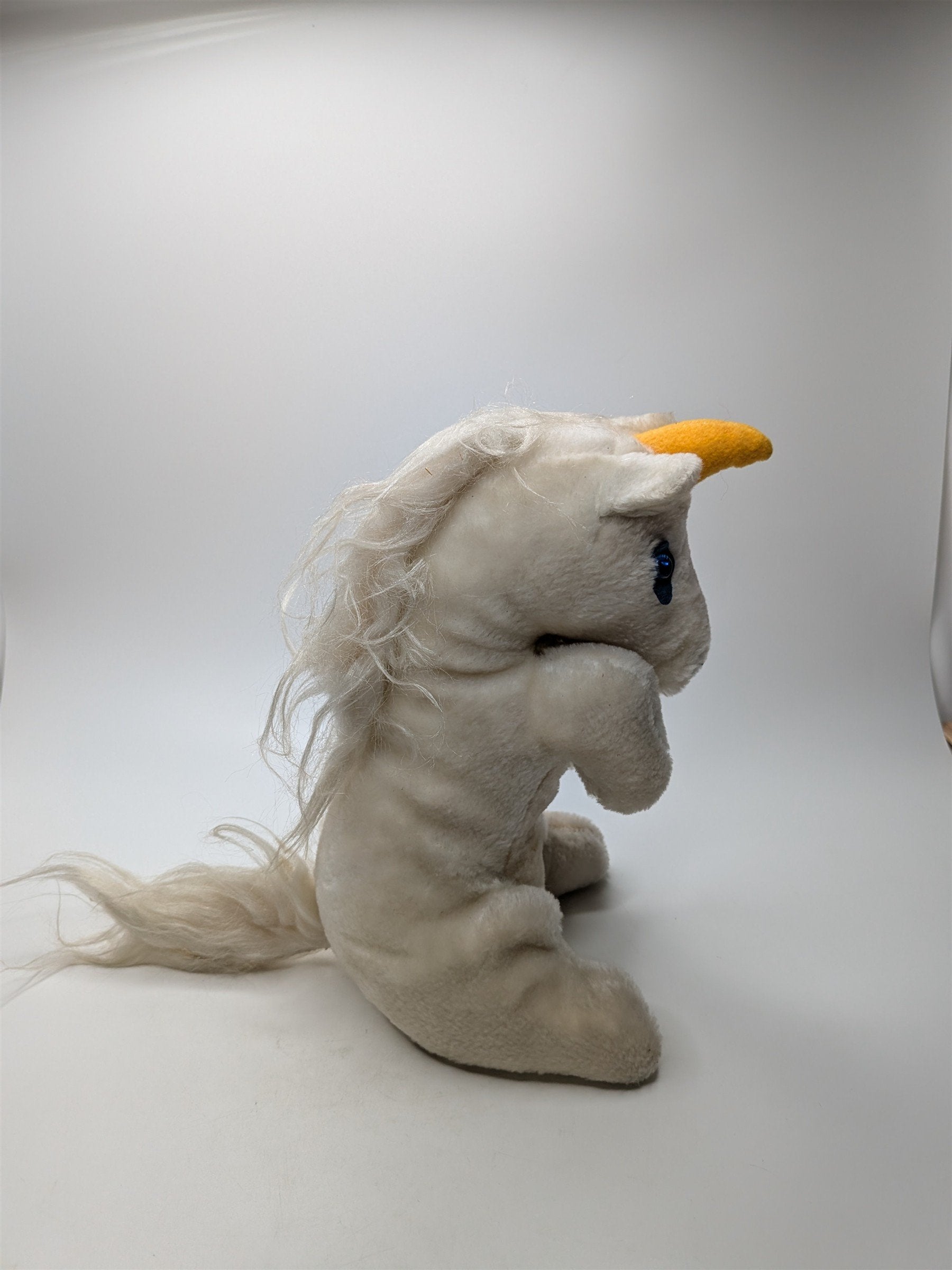 Vintage Etone International NJ Unicorn Stuffed Animal Plush /w Blue Eyes