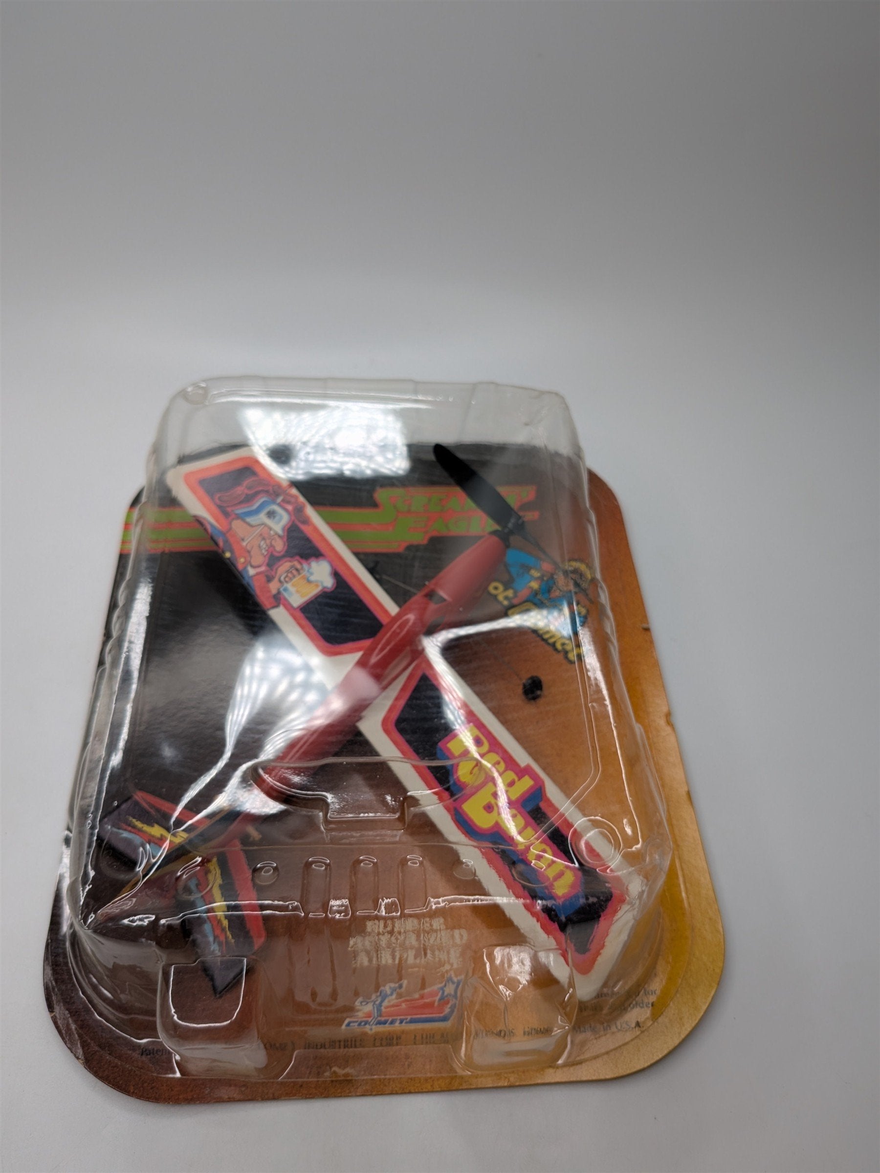 Vintage Comet Industries Rubber Motorized Airplane Screamin Eagles Red Baron