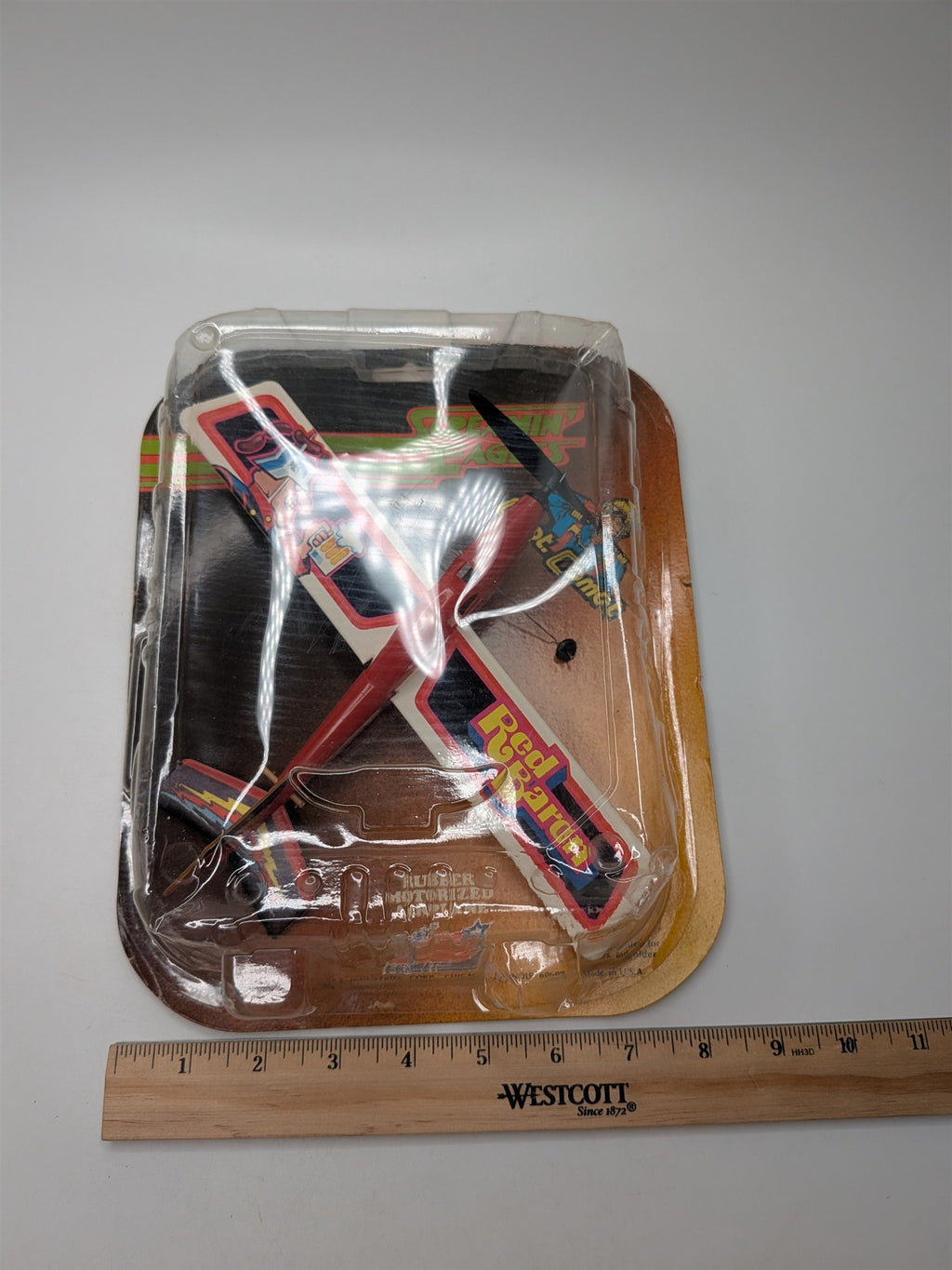 Vintage Comet Industries Rubber Motorized Airplane Screamin Eagles Red Baron