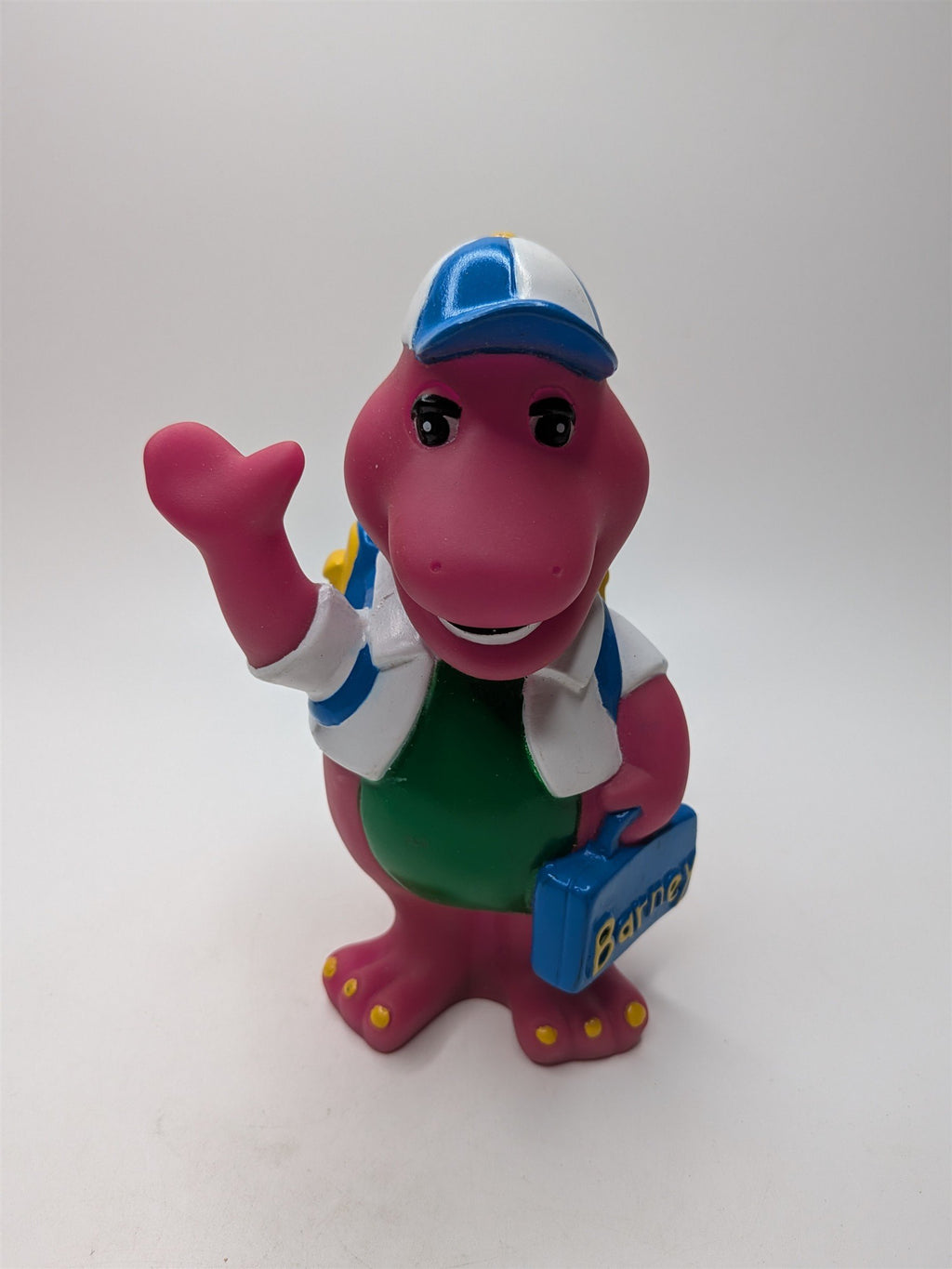 Vintage 1992 Barney Bank The Purple Dinosaur 7" Going to School Plastic Coin