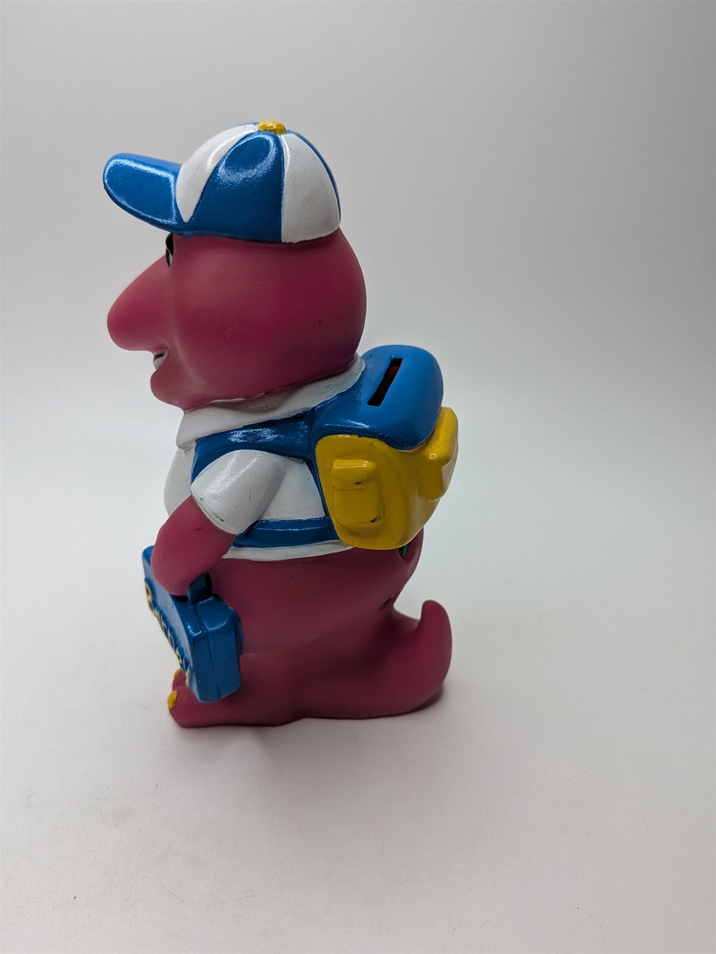 Vintage 1992 Barney Bank The Purple Dinosaur 7" Going to School Plastic Coin