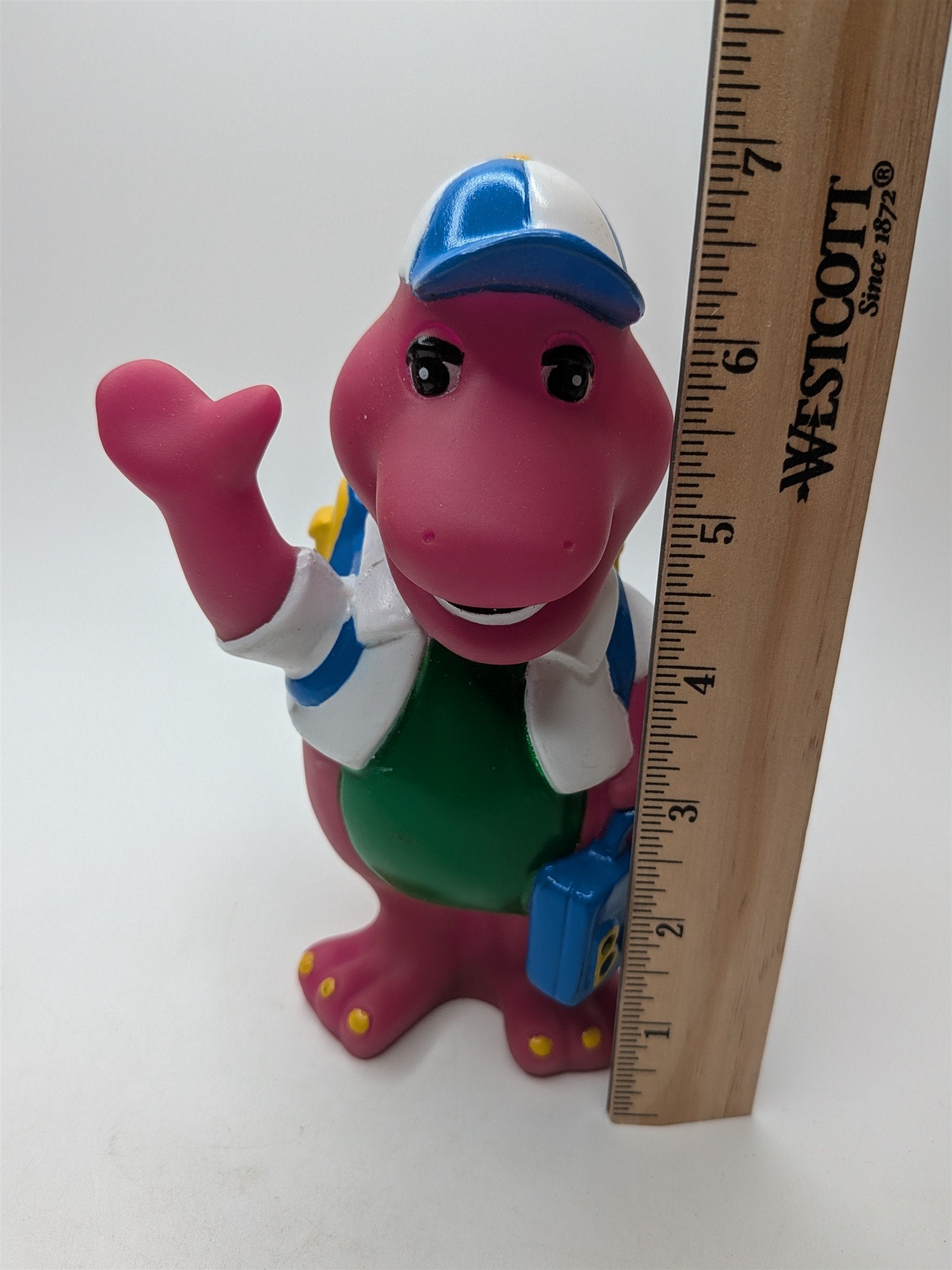Vintage 1992 Barney Bank The Purple Dinosaur 7" Going to School Plastic Coin