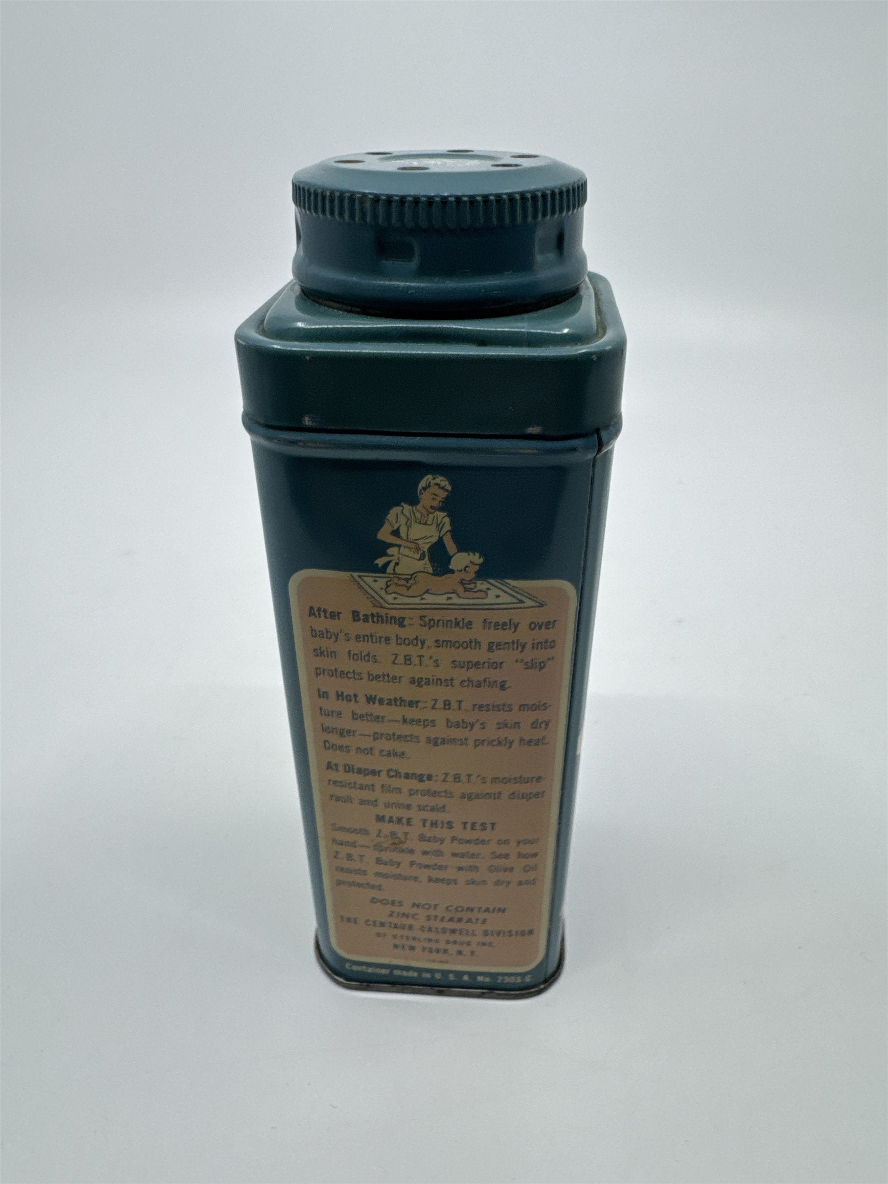 Vintage Z.B.T. Baby Powder W/ Olive Oil 4 1/2 Oz. *HAS POWDER