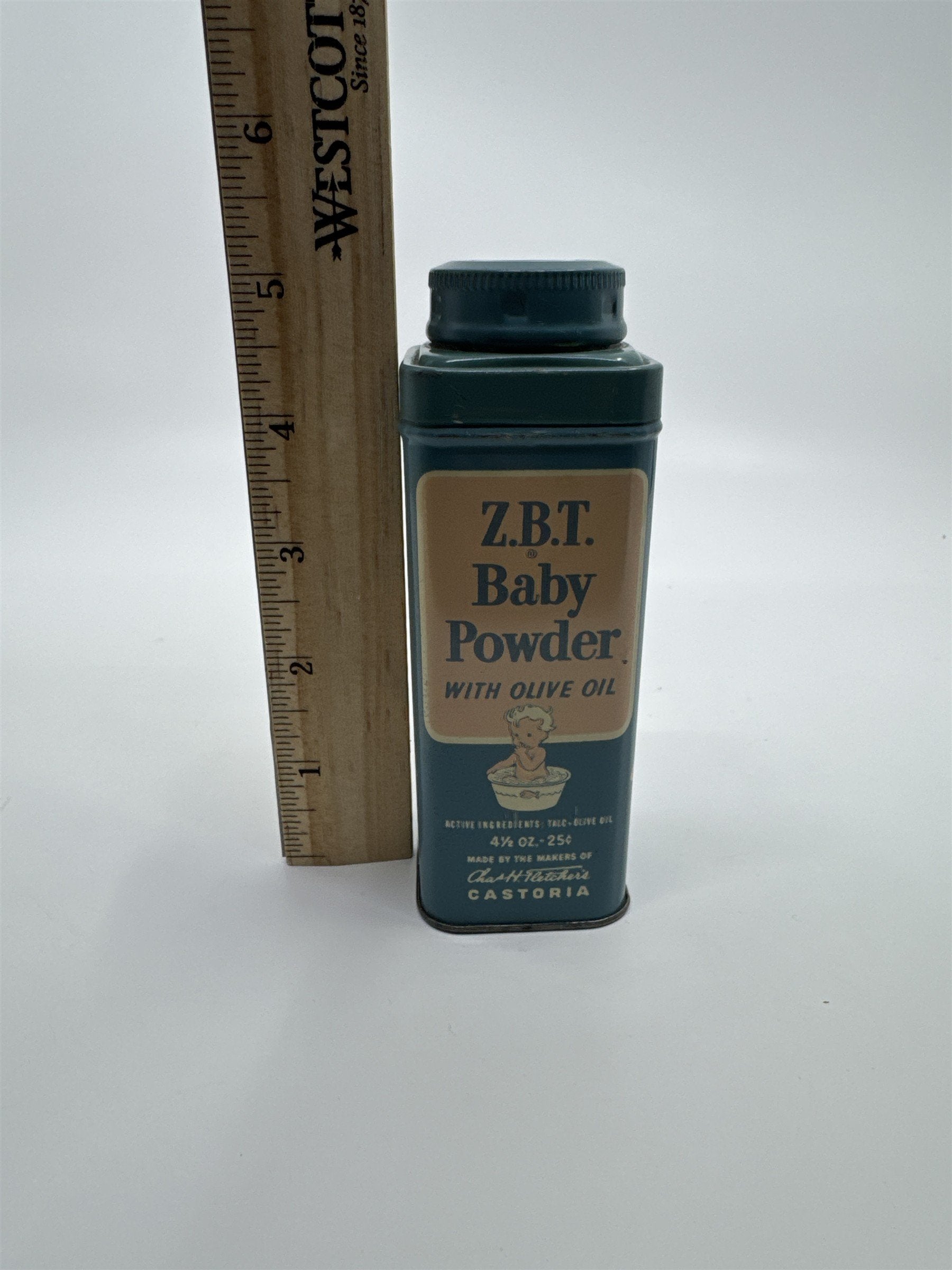 Vintage Z.B.T. Baby Powder W/ Olive Oil 4 1/2 Oz. *HAS POWDER