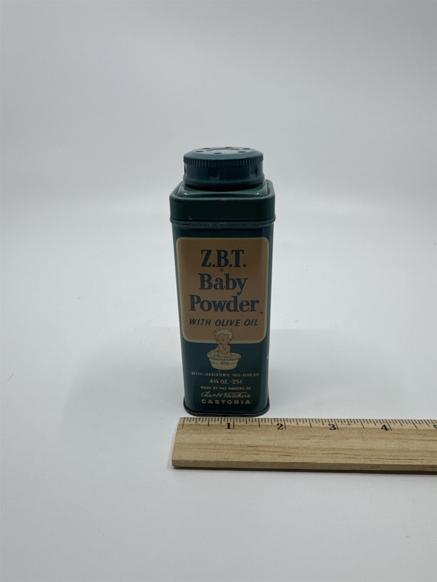 Vintage Z.B.T. Baby Powder W/ Olive Oil 4 1/2 Oz. *HAS POWDER
