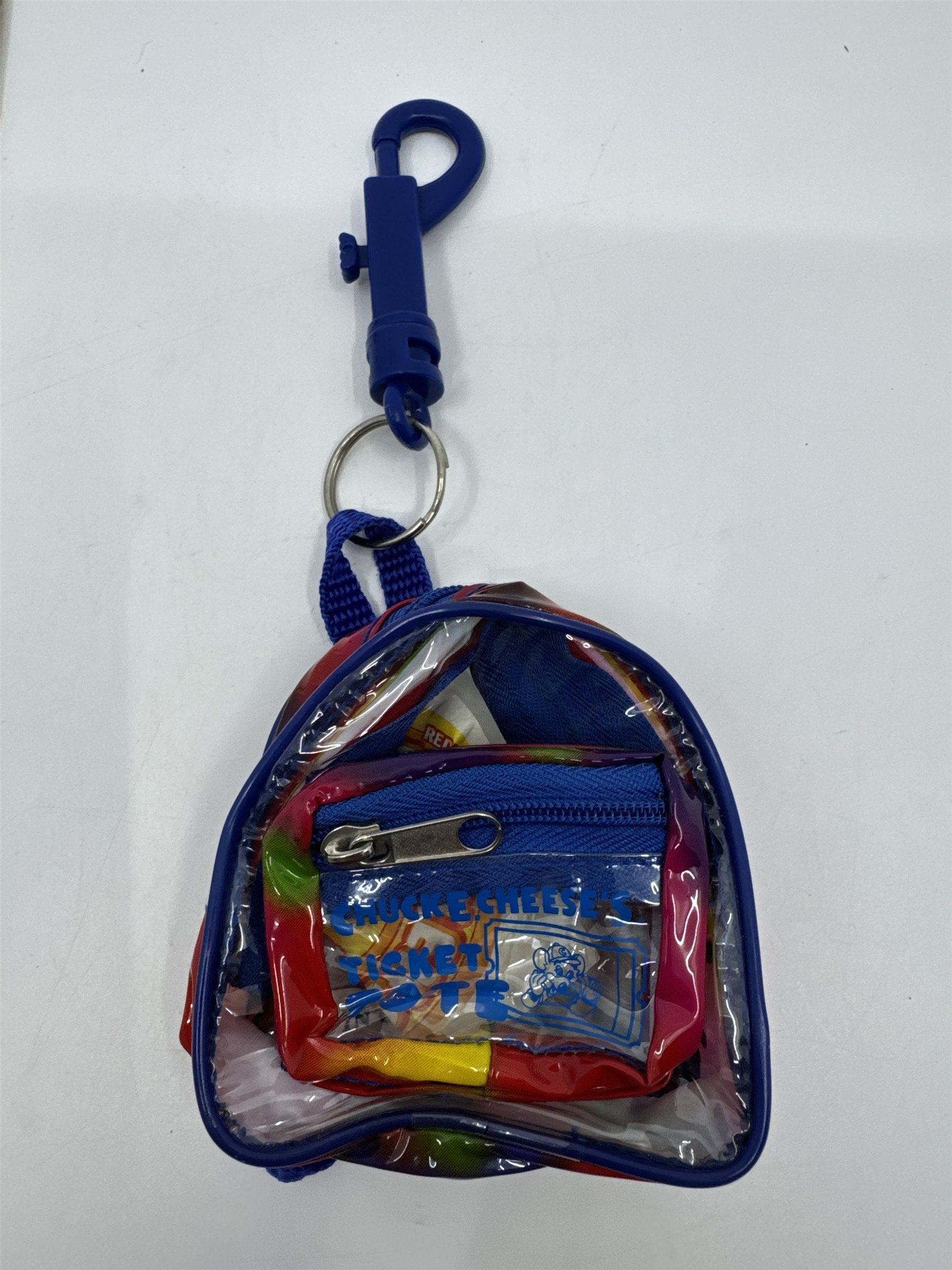 Small Multicolored Chuck E Cheese Backpack Token Holder W/ Token Sheet 2005