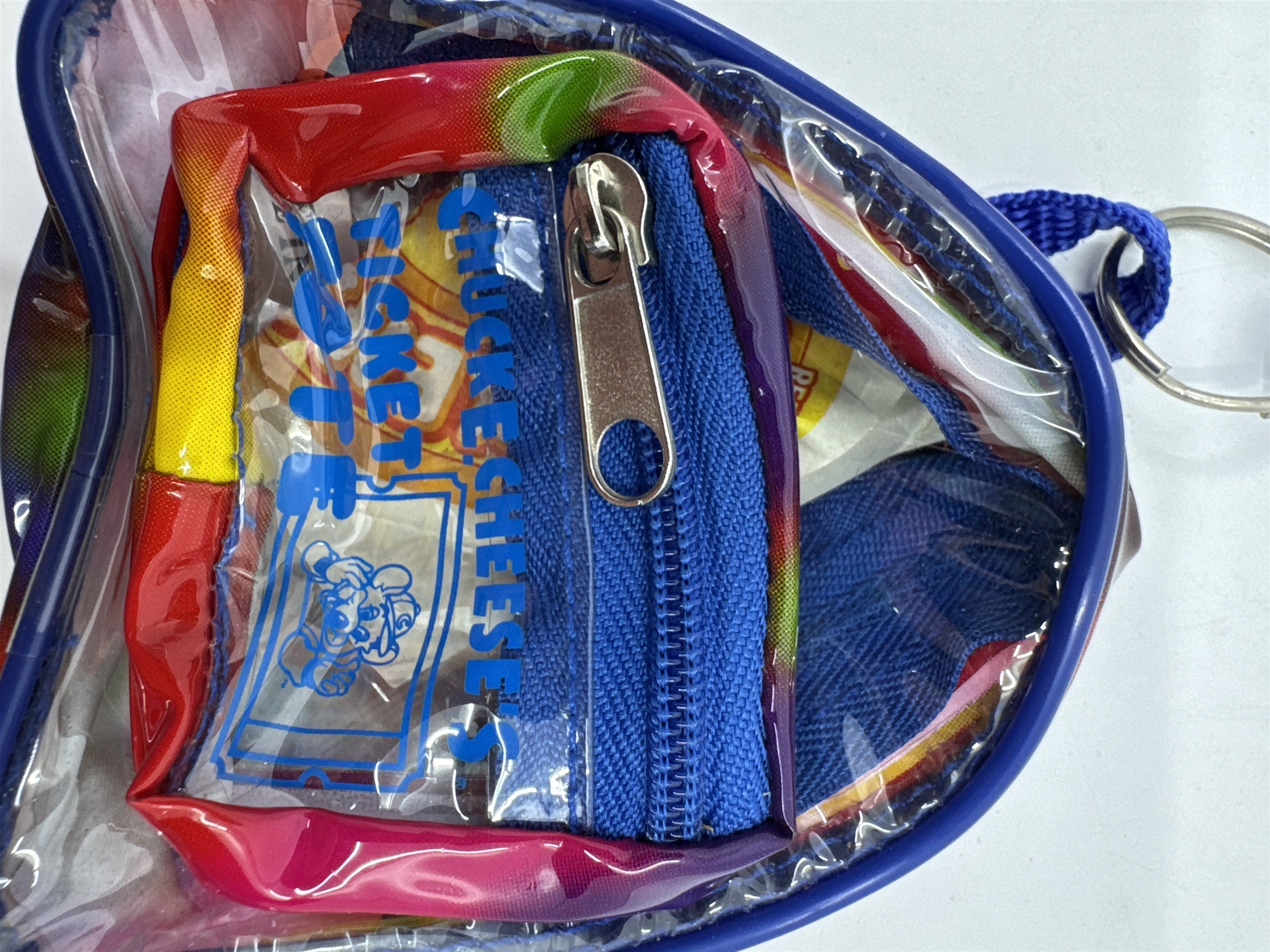 Small Multicolored Chuck E Cheese Backpack Token Holder W/ Token Sheet 2005