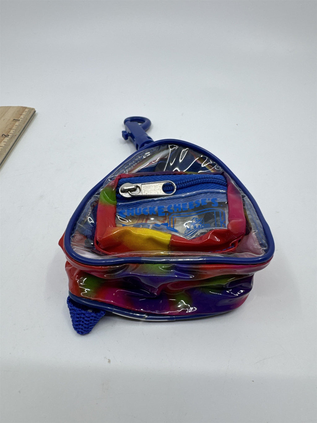Small Multicolored Chuck E Cheese Backpack Token Holder W/ Token Sheet 2005