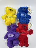Set Of Four Vintage Crayola Crayon Plush Teddy Bear Burger King Toys W/ Tags
