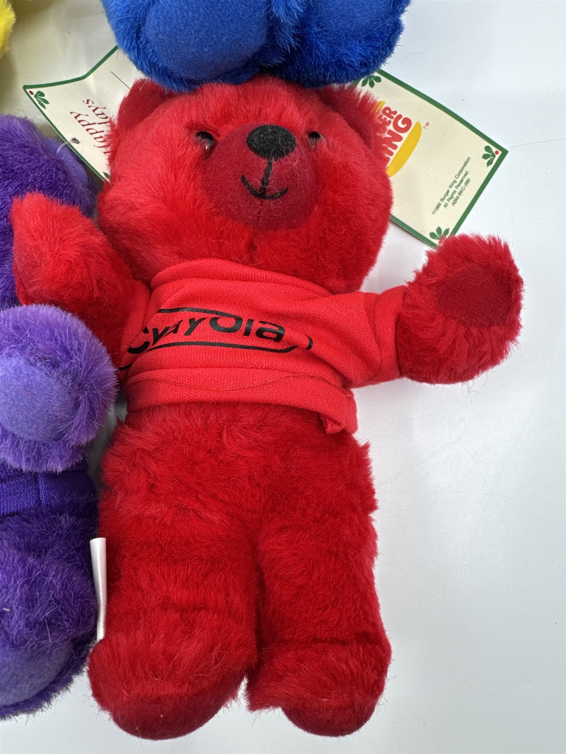 Set Of Four Vintage Crayola Crayon Plush Teddy Bear Burger King Toys W/ Tags