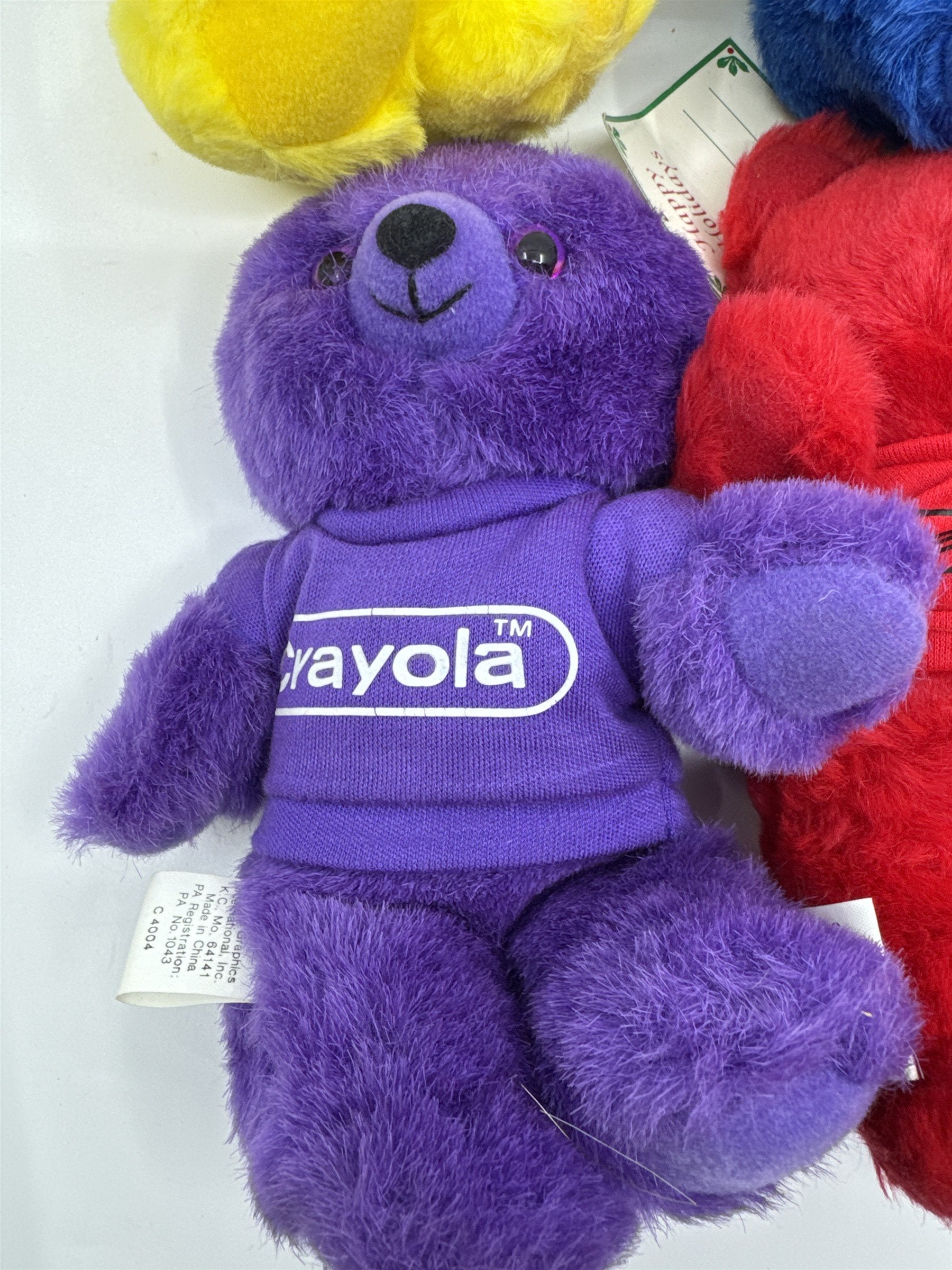Set Of Four Vintage Crayola Crayon Plush Teddy Bear Burger King Toys W/ Tags