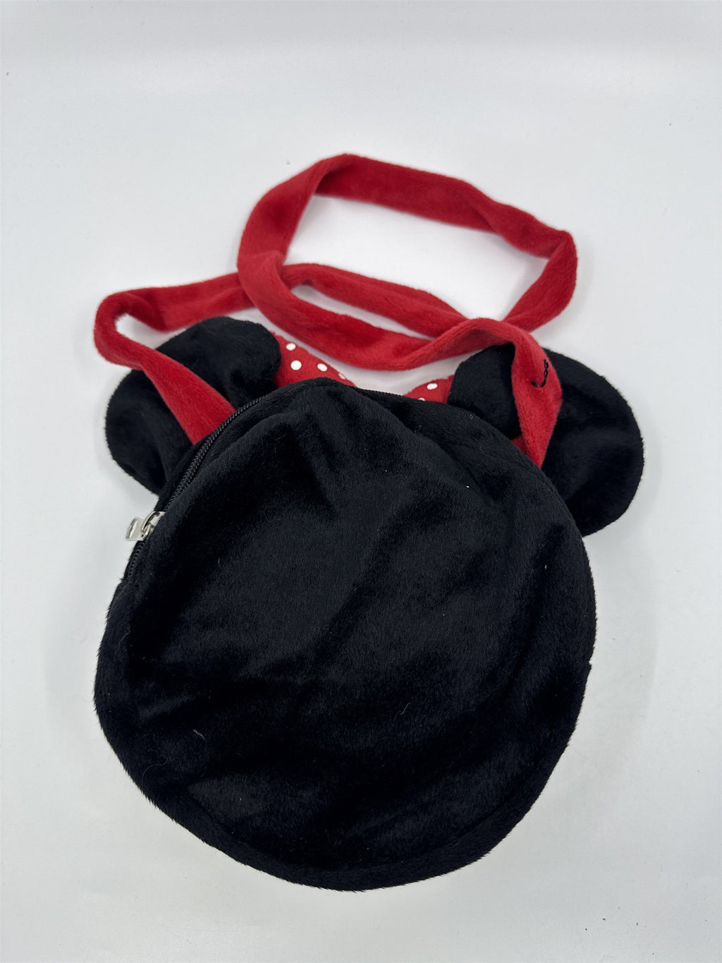Disney Minnie Mouse Girls Long Strap Plush Handbag/Purse Red Bow W/ Polka Dots