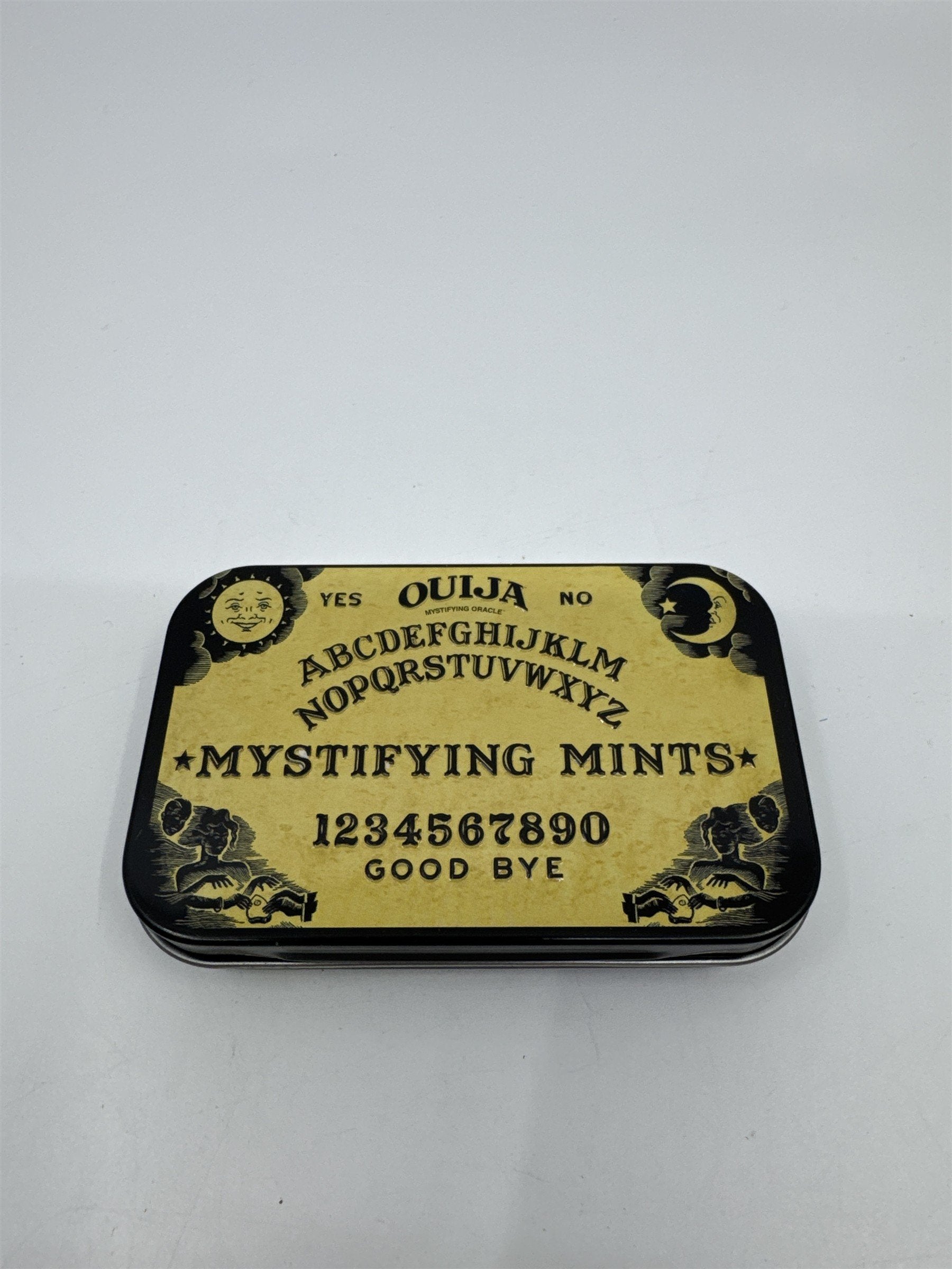 Ouija Board Mystifying Mints Small Tin Mints Container 1.5 Oz. Empty Tin
