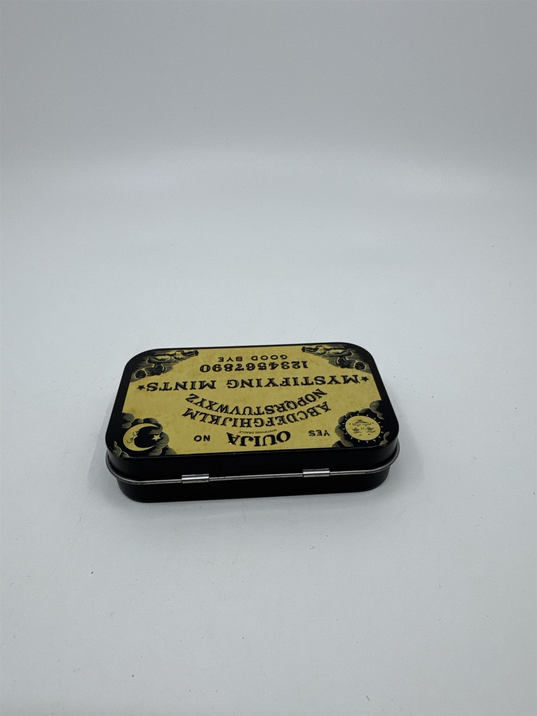 Ouija Board Mystifying Mints Small Tin Mints Container 1.5 Oz. Empty Tin