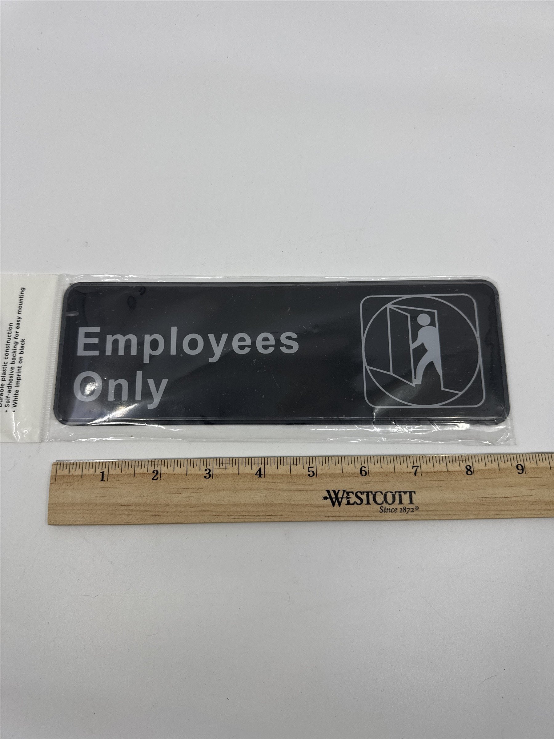 Winco Employees Only Black And White Adhesive Business Sign