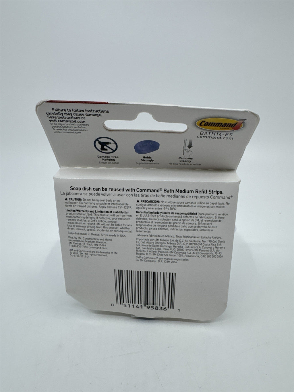 Command Damage Free Hanging Plastic Soap Dish Bath14-ES