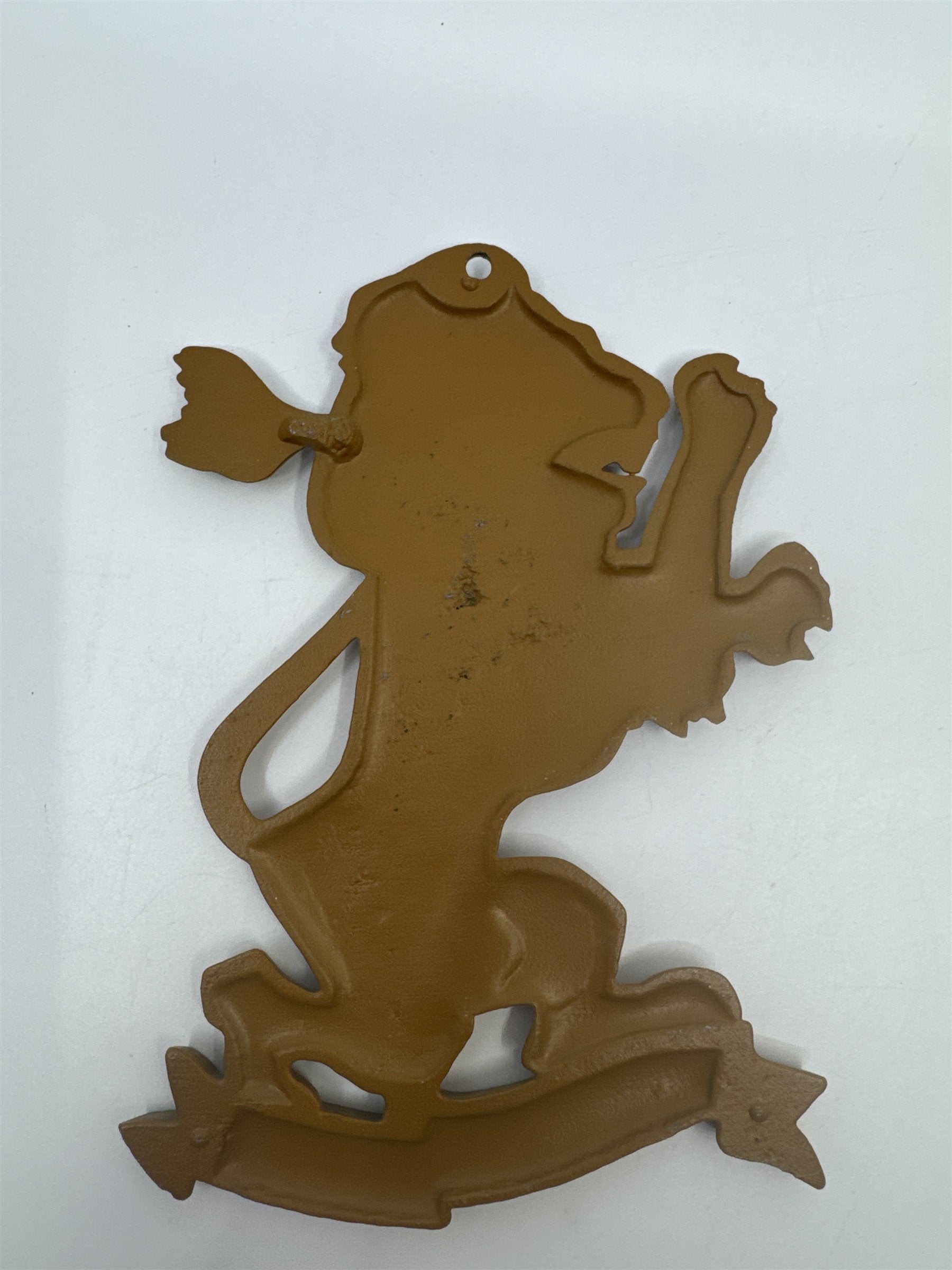 Vintage Golden Lion Metal Standing Lion Emblem Plaque Man Cave/Bar Decor
