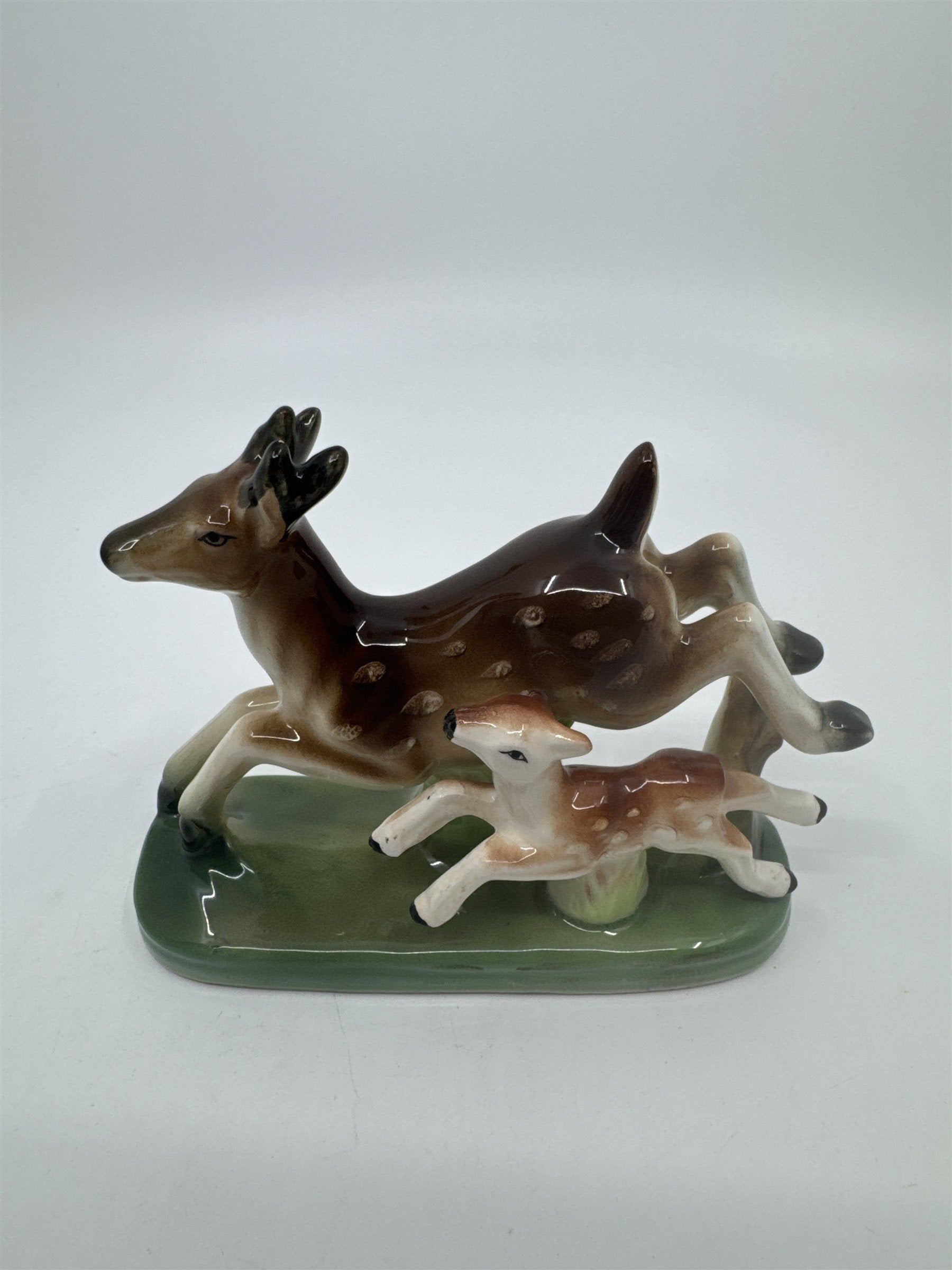 Vintage Doe And Deer Fawn Porcelain Figurine Made In Japan Nature Decor