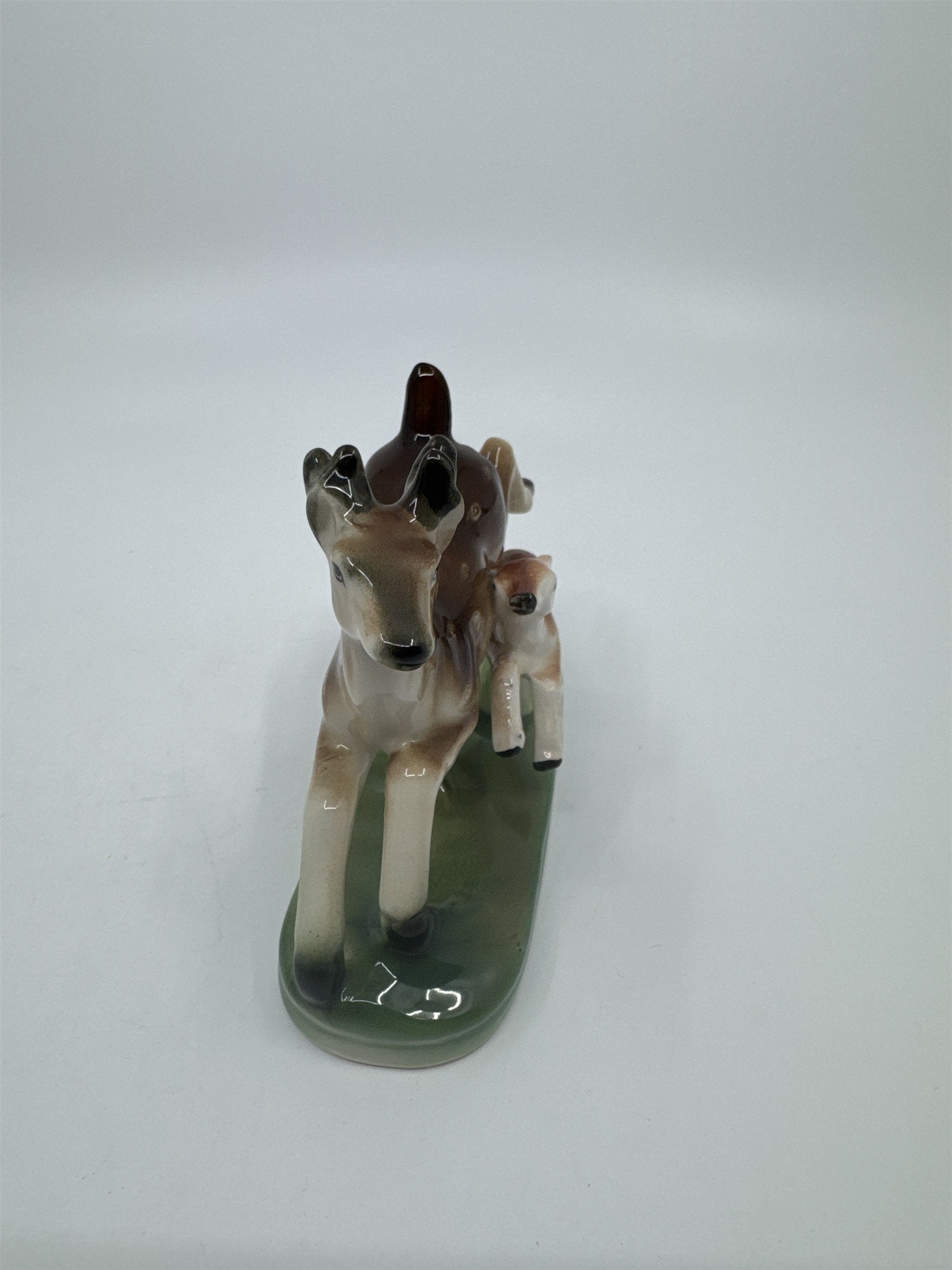 Vintage Doe And Deer Fawn Porcelain Figurine Made In Japan Nature Decor