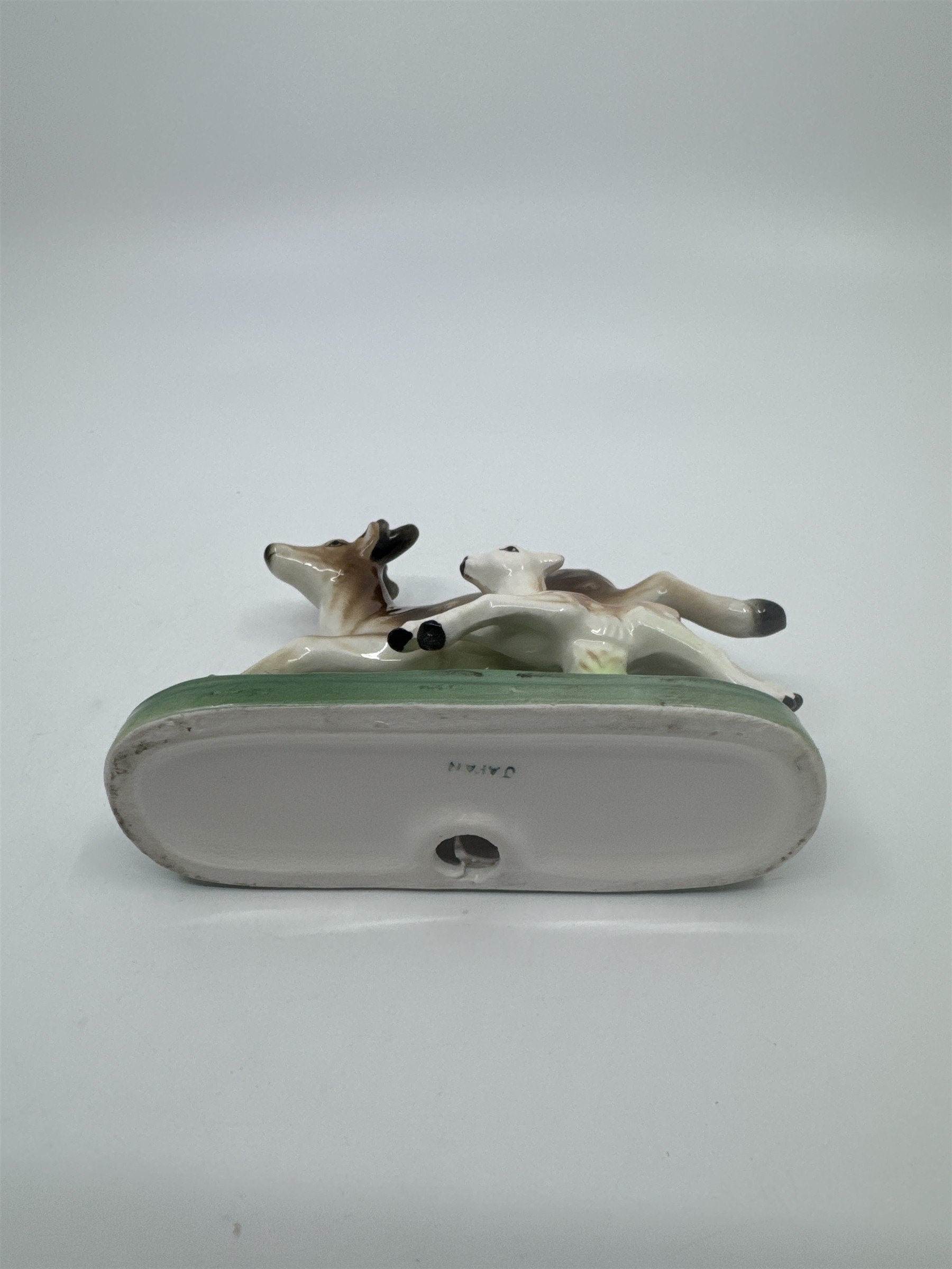 Vintage Doe And Deer Fawn Porcelain Figurine Made In Japan Nature Decor