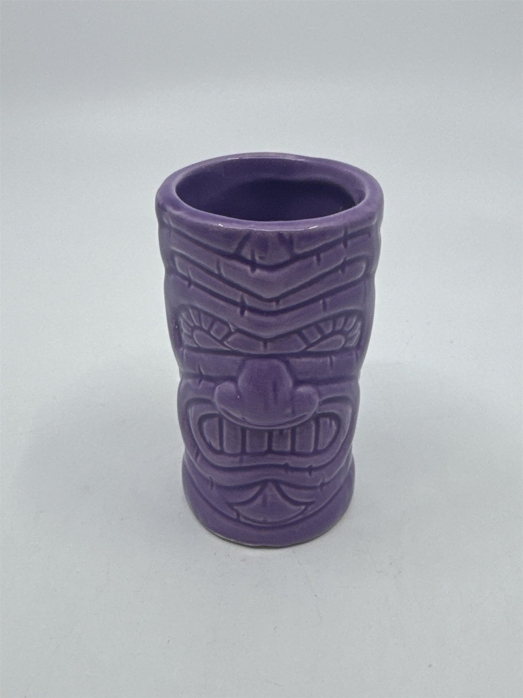 Purple Tiki Shot Ceramic Tropical Shotglass Tiki Big Mouth Barware