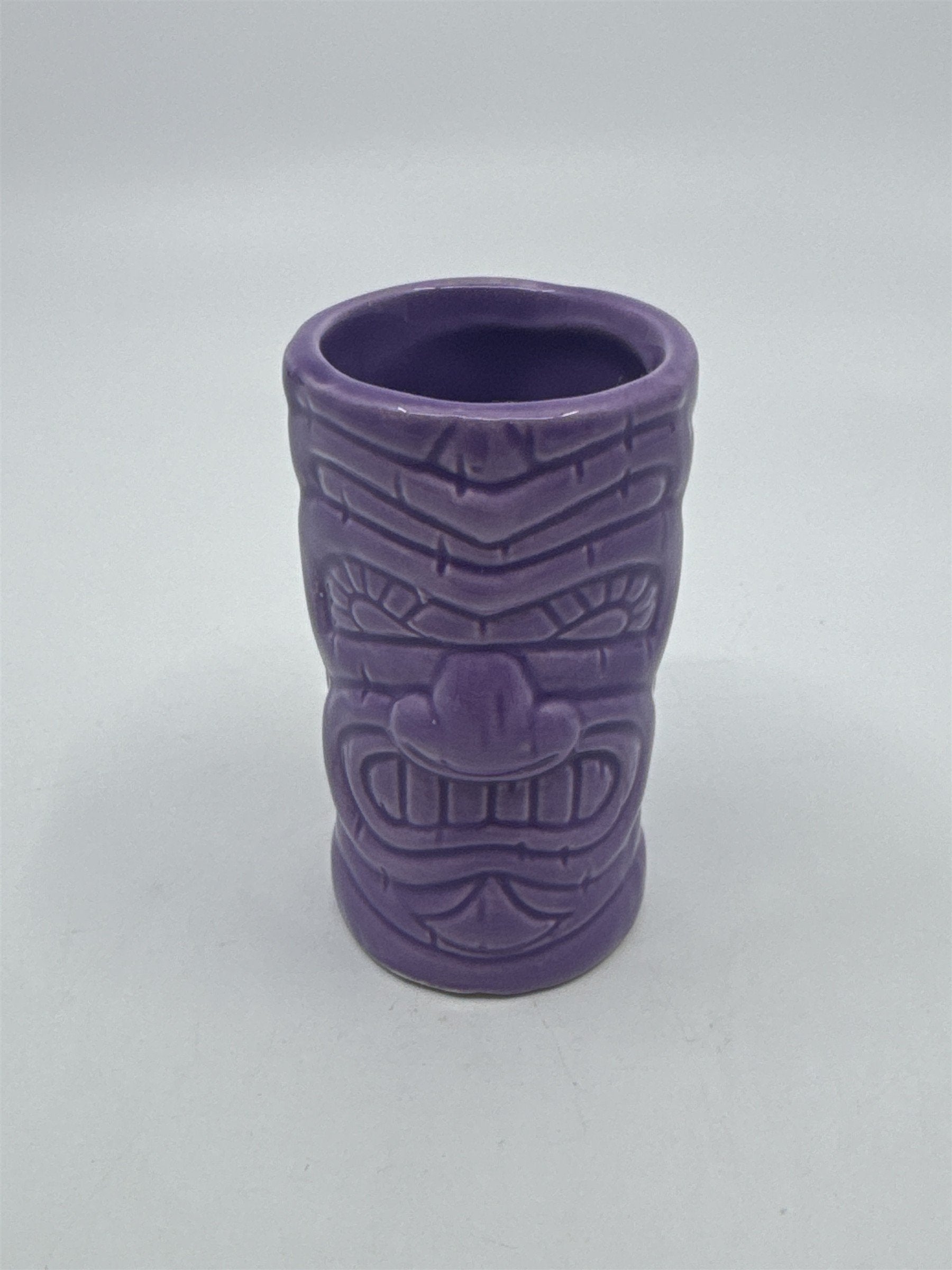 Purple Tiki Shot Ceramic Tropical Shotglass Tiki Big Mouth Barware