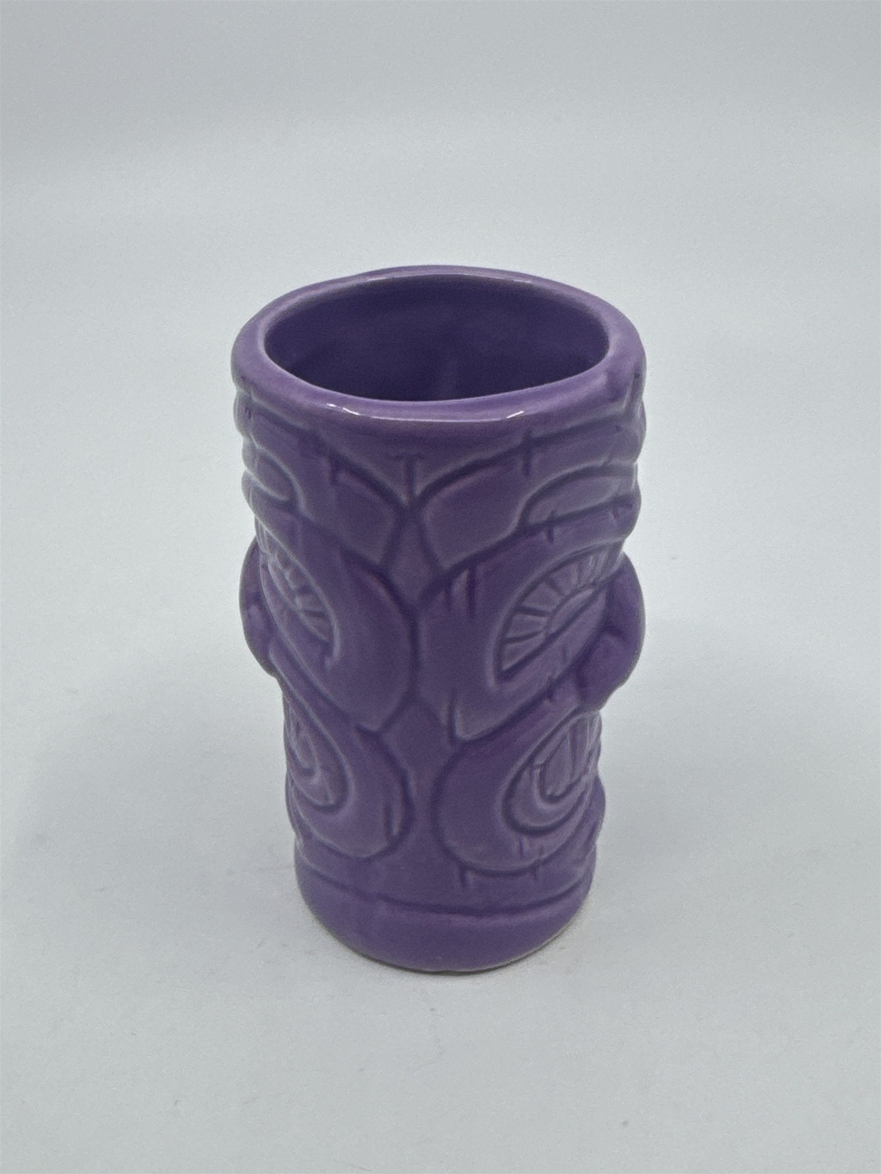 Purple Tiki Shot Ceramic Tropical Shotglass Tiki Big Mouth Barware