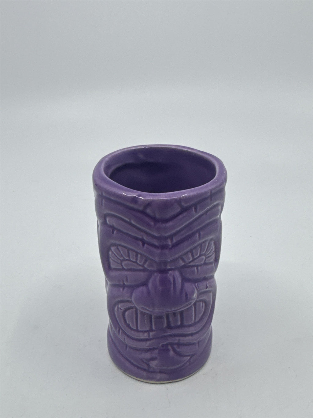 Purple Tiki Shot Ceramic Tropical Shotglass Tiki Big Mouth Barware