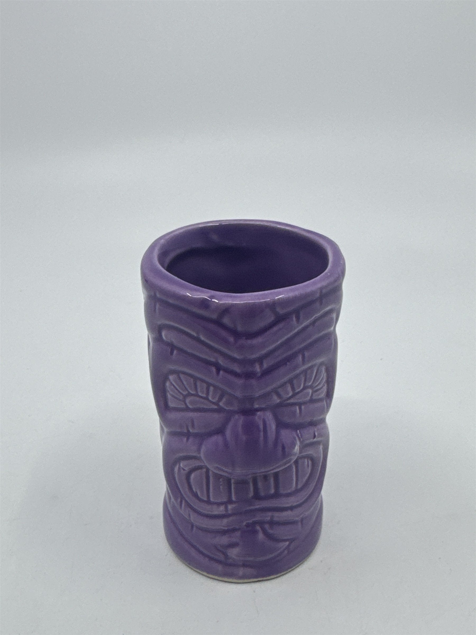 Purple Tiki Shot Ceramic Tropical Shotglass Tiki Big Mouth Barware