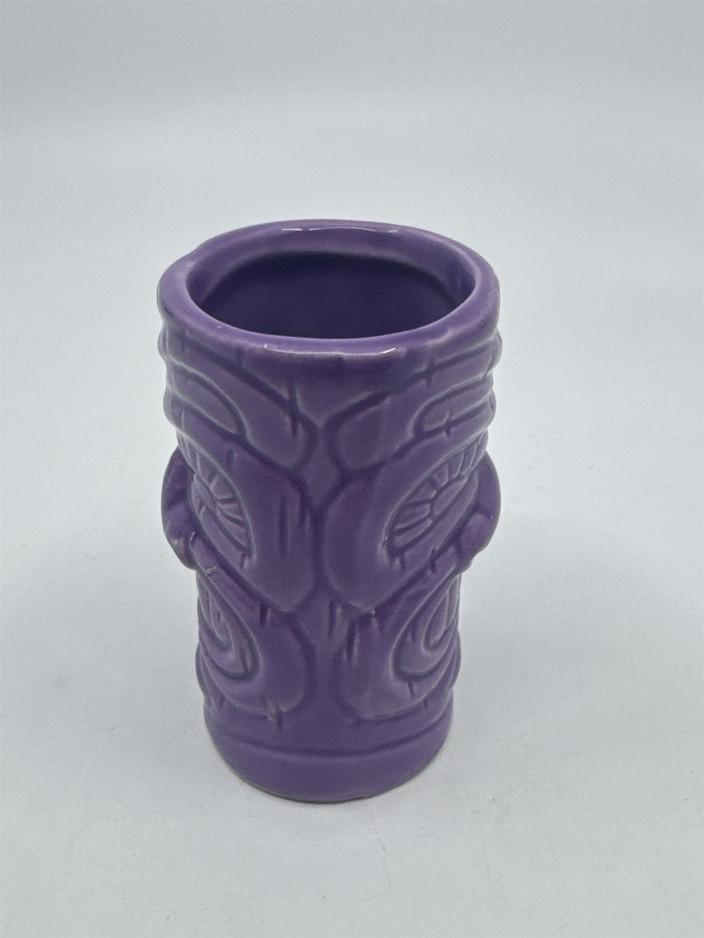 Purple Tiki Shot Ceramic Tropical Shotglass Tiki Big Mouth Barware