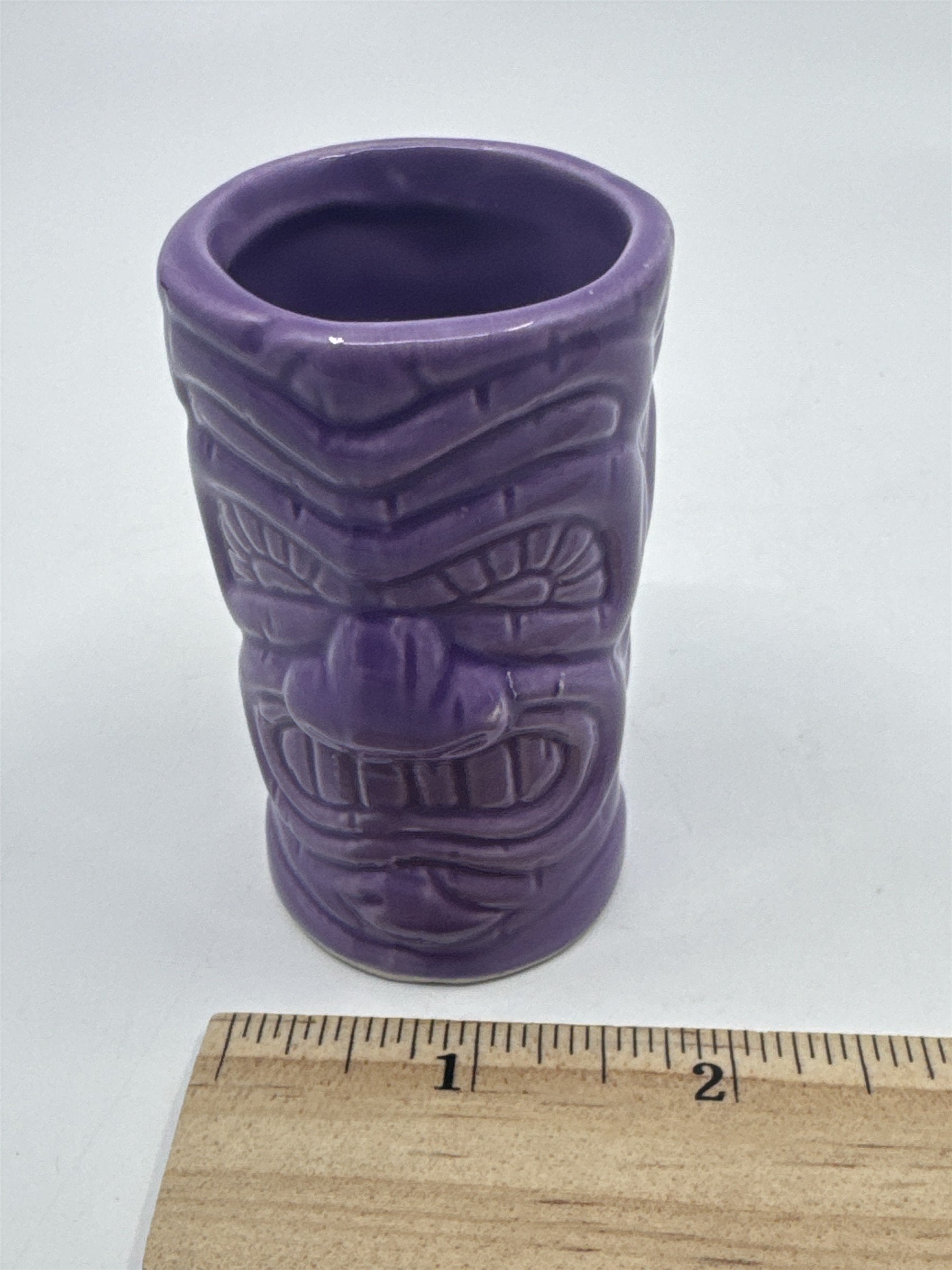 Purple Tiki Shot Ceramic Tropical Shotglass Tiki Big Mouth Barware