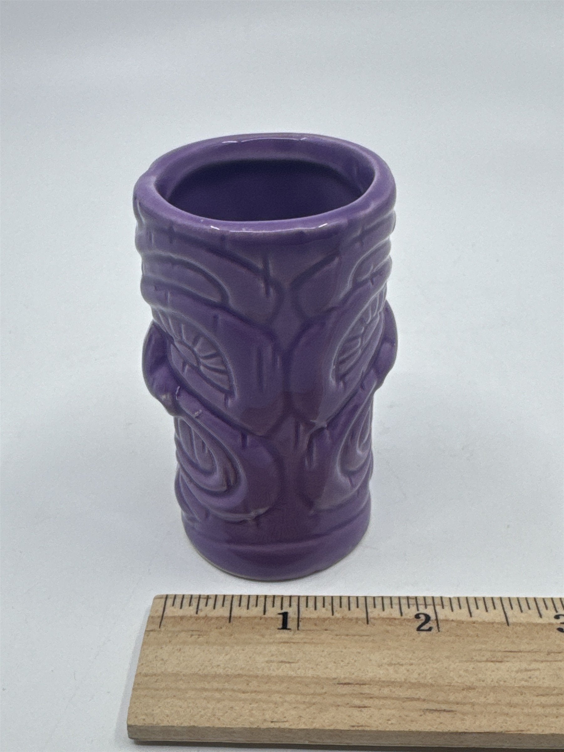 Purple Tiki Shot Ceramic Tropical Shotglass Tiki Big Mouth Barware