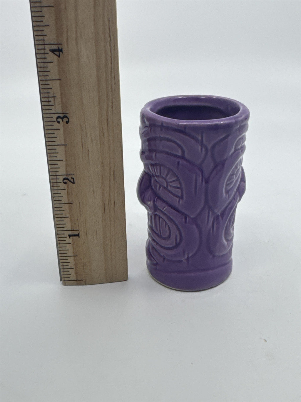 Purple Tiki Shot Ceramic Tropical Shotglass Tiki Big Mouth Barware