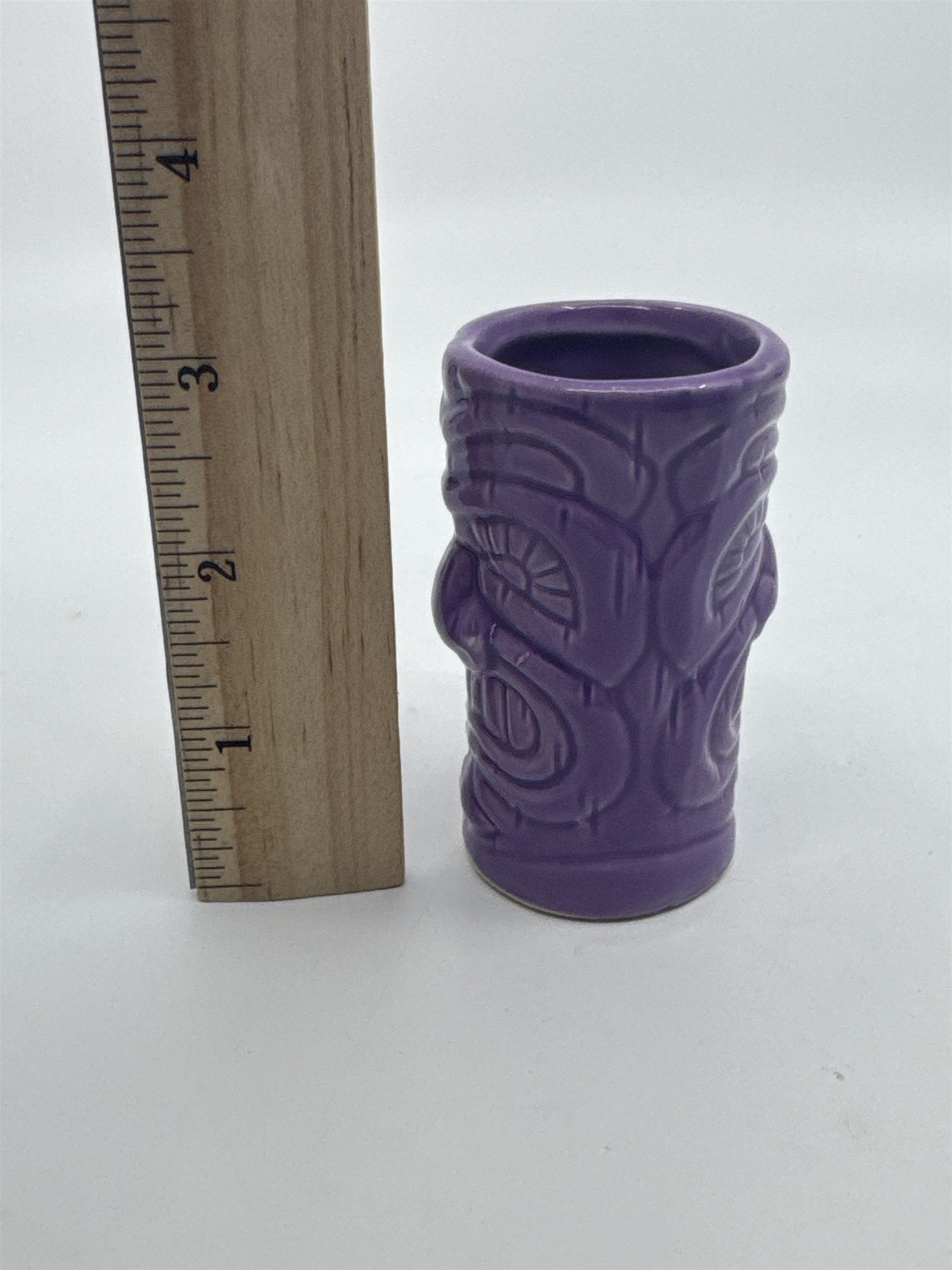 Purple Tiki Shot Ceramic Tropical Shotglass Tiki Big Mouth Barware