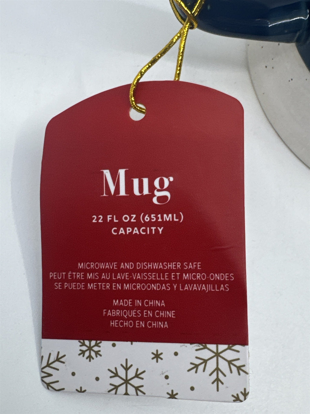 I Believe Blue And White 22 FL. OZ Holiday Coffee Mug W/ Reindeer and Snowflakes