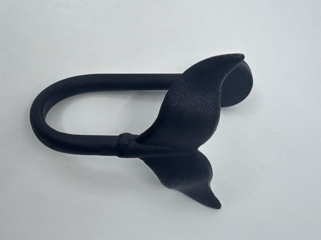 Set of Two Blue Whale Tail Cast Iron Wall Hooks Hat/Towel Ocean Themed Hangers