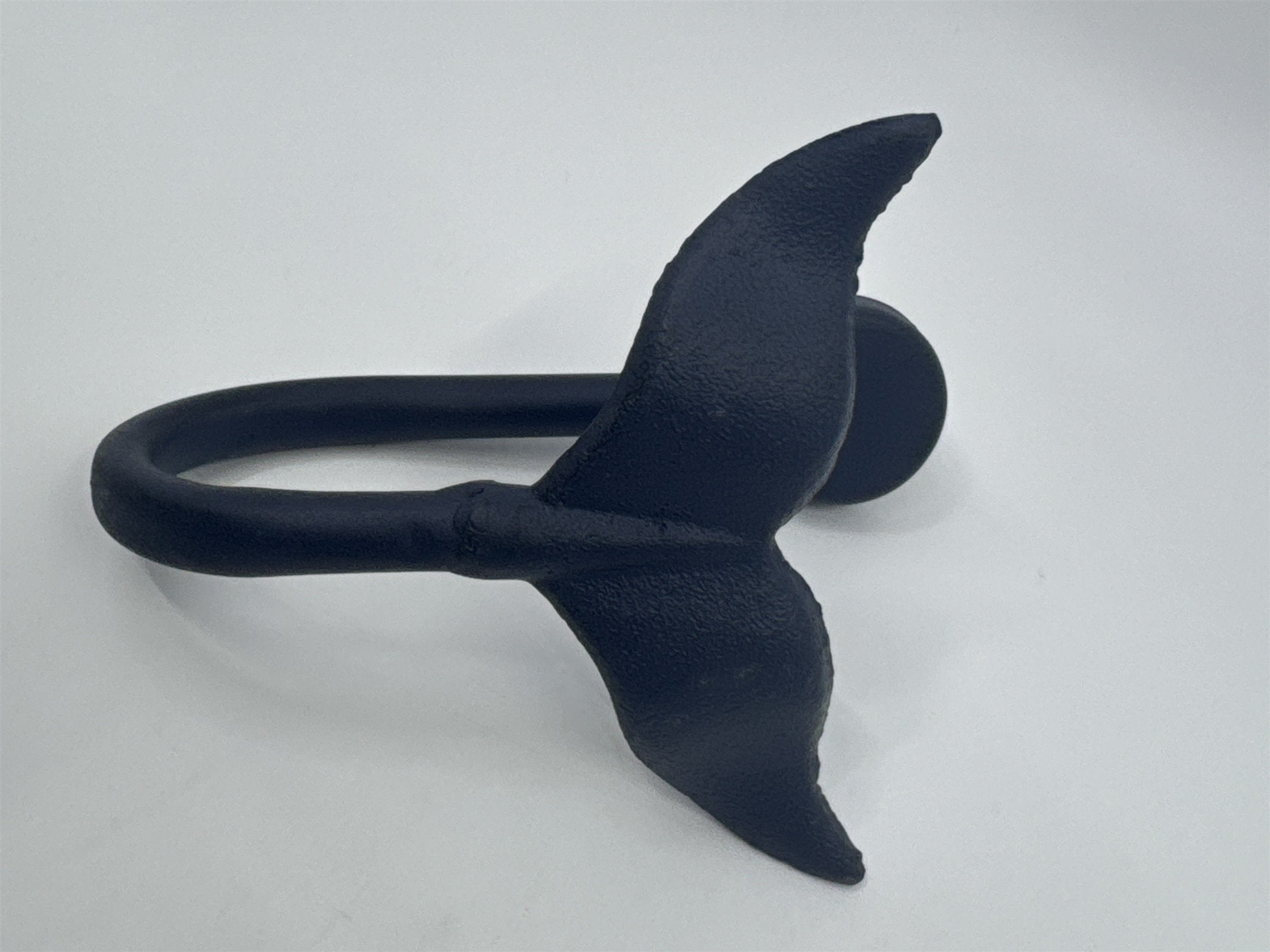 Set of Two Blue Whale Tail Cast Iron Wall Hooks Hat/Towel Ocean Themed Hangers