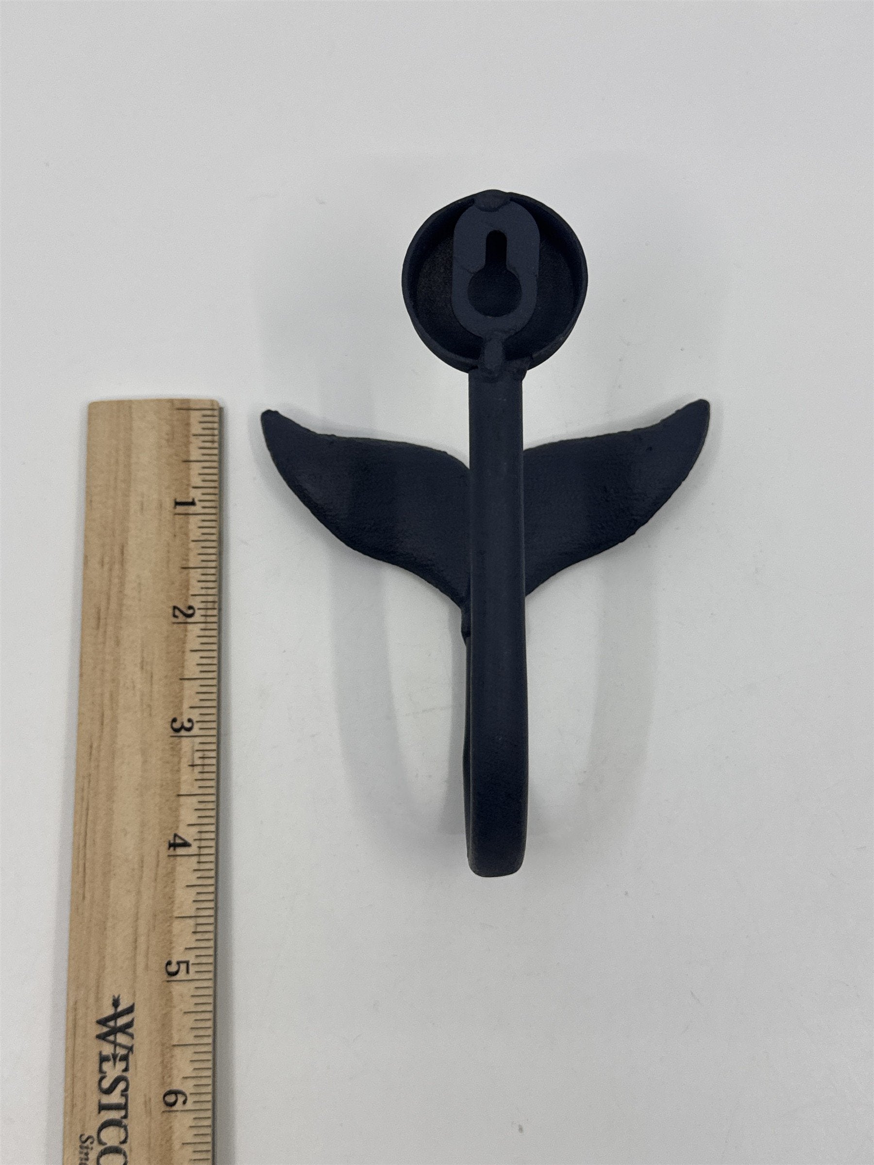 Set of Two Blue Whale Tail Cast Iron Wall Hooks Hat/Towel Ocean Themed Hangers