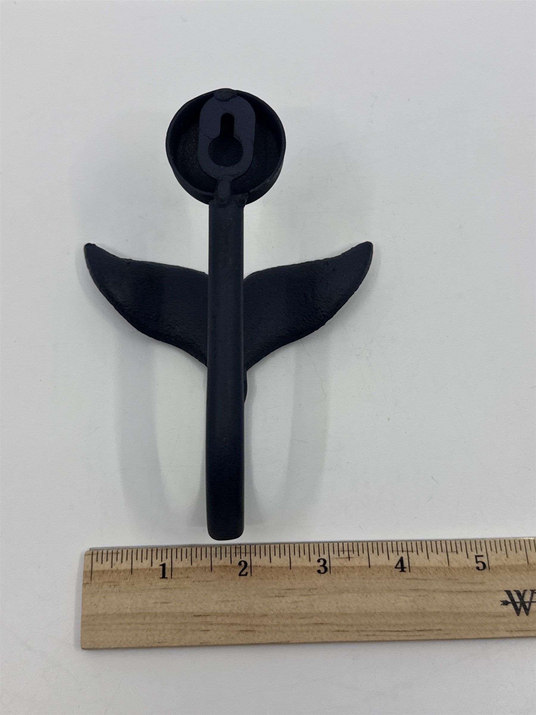 Set of Two Blue Whale Tail Cast Iron Wall Hooks Hat/Towel Ocean Themed Hangers