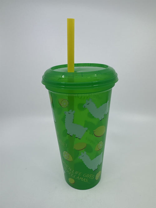 Green And Yellow "Make LLama-Nade" Llama Themed 32 Oz. Lemonade Fair Cup