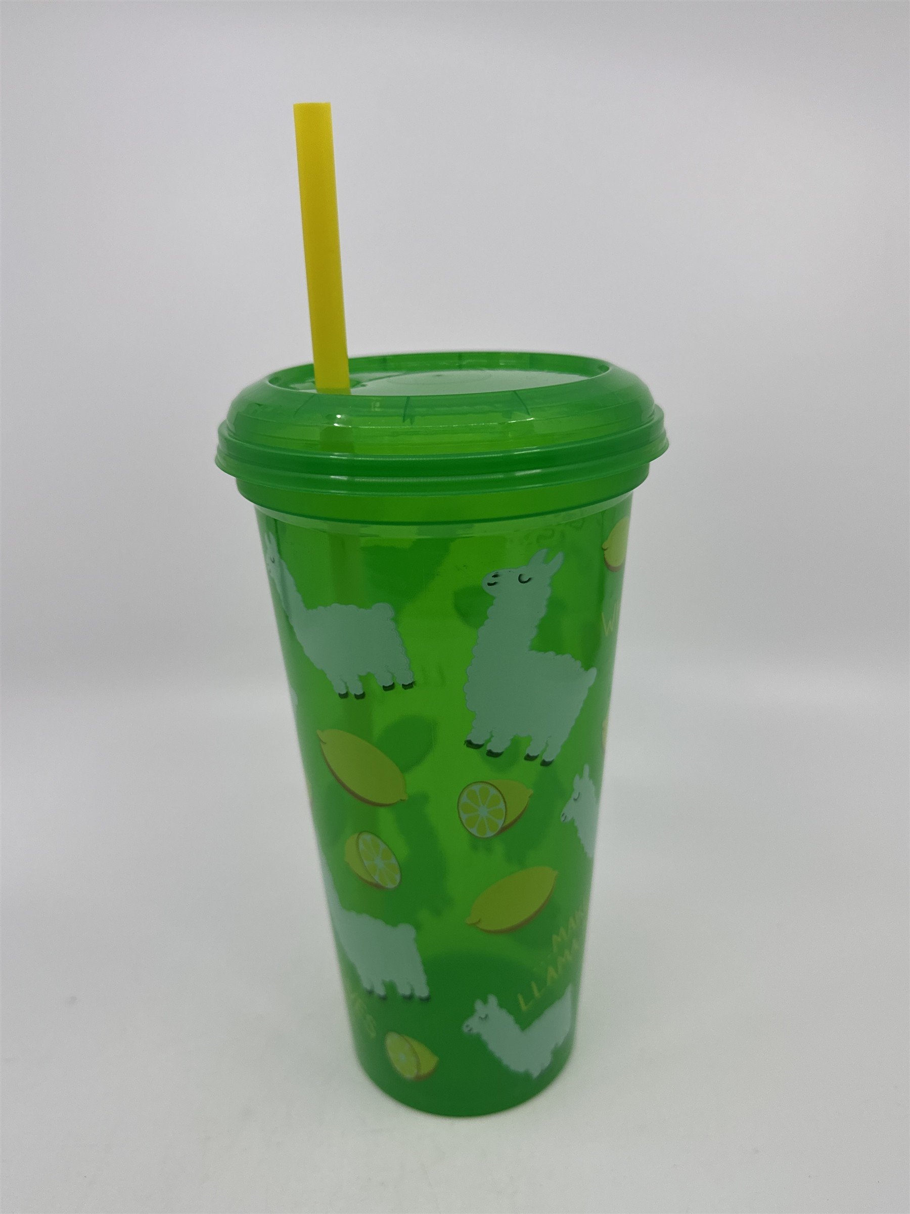 Green And Yellow "Make LLama-Nade" Llama Themed 32 Oz. Lemonade Fair Cup