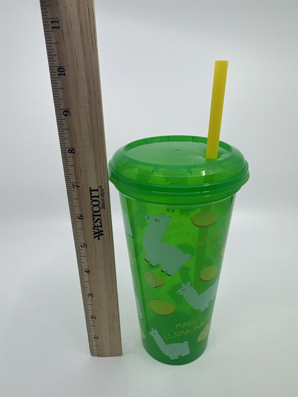 Green And Yellow "Make LLama-Nade" Llama Themed 32 Oz. Lemonade Fair Cup
