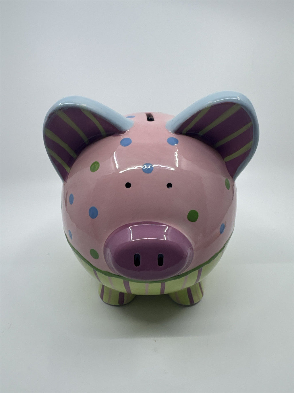 Ceramic Colorful Pink, Blue, Purple, and Green Girl's Piggy Bank