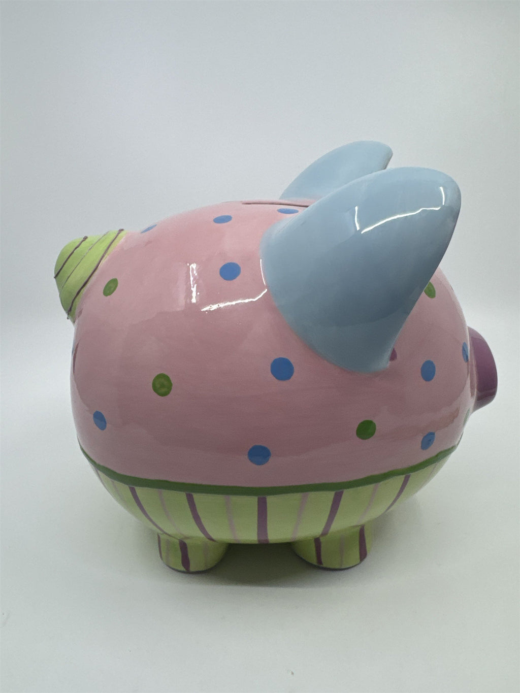 Ceramic Colorful Pink, Blue, Purple, and Green Girl's Piggy Bank