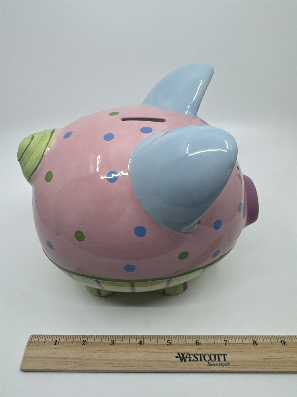 Ceramic Colorful Pink, Blue, Purple, and Green Girl's Piggy Bank