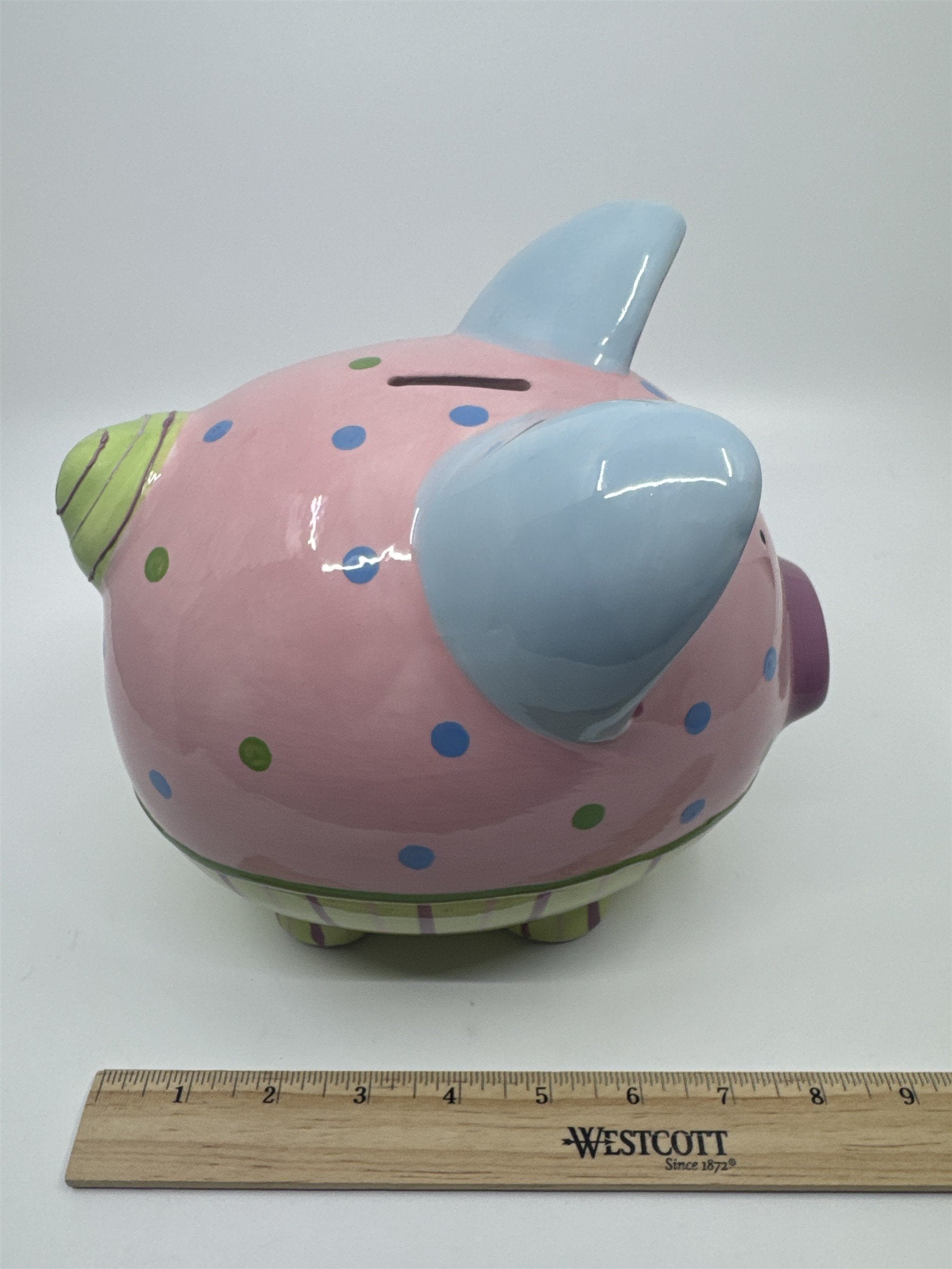 Ceramic Colorful Pink, Blue, Purple, and Green Girl's Piggy Bank